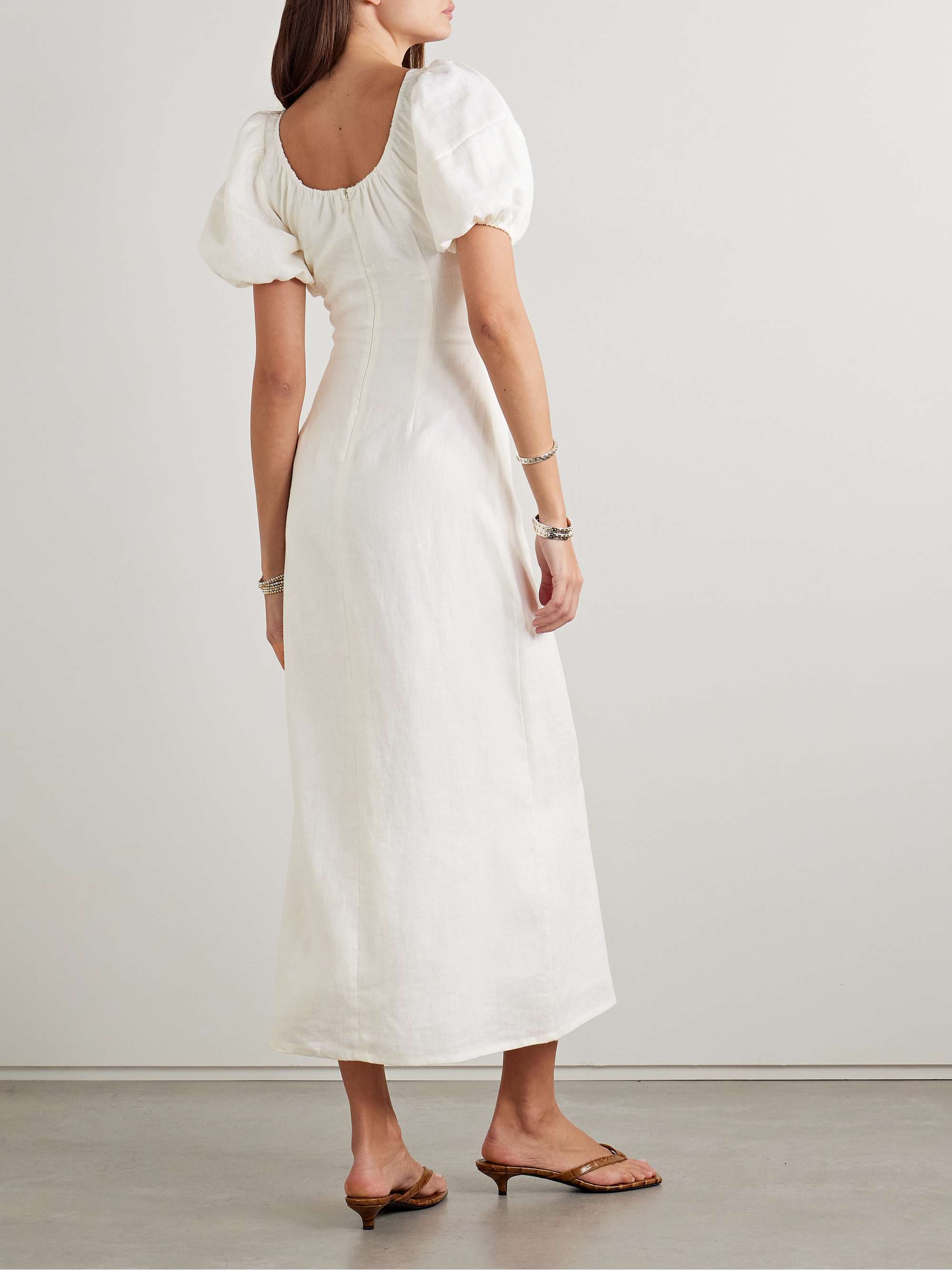 Vence gathered linen midi dress view