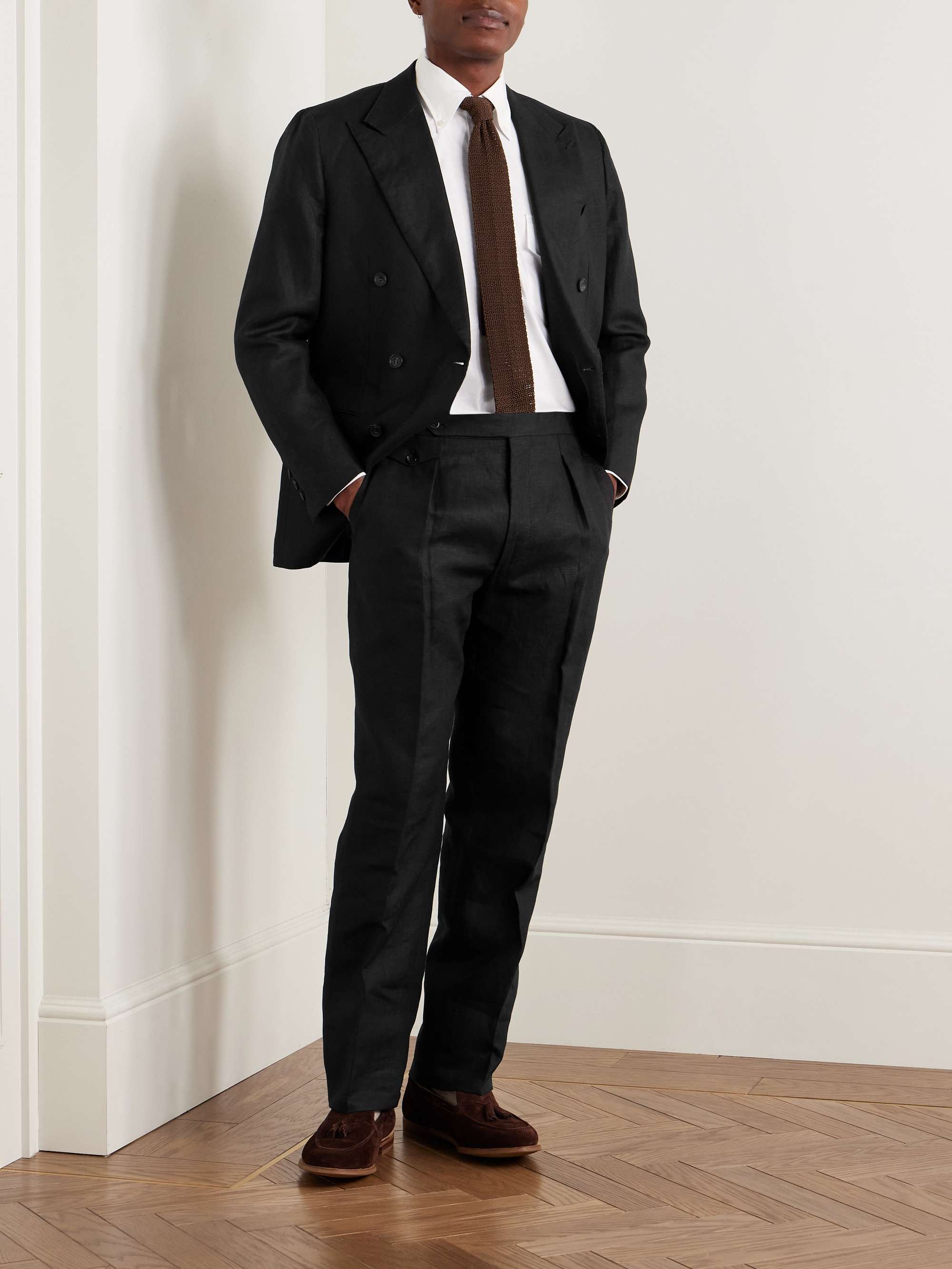 Waverly Slim-Fit Straight-Leg Pleated Linen Suit Trousers view