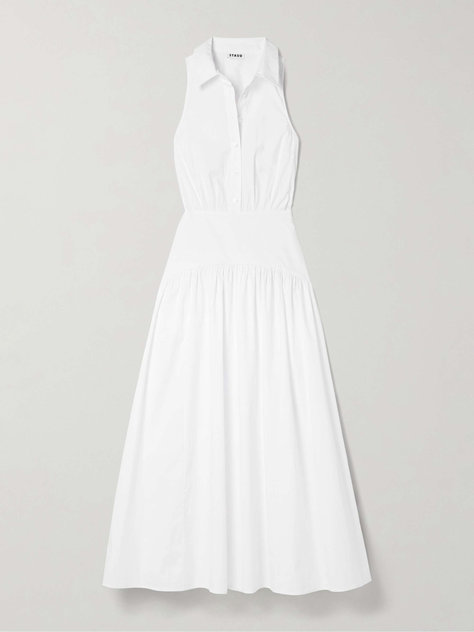 Romy gathered cotton-blend poplin maxi dress hero visual