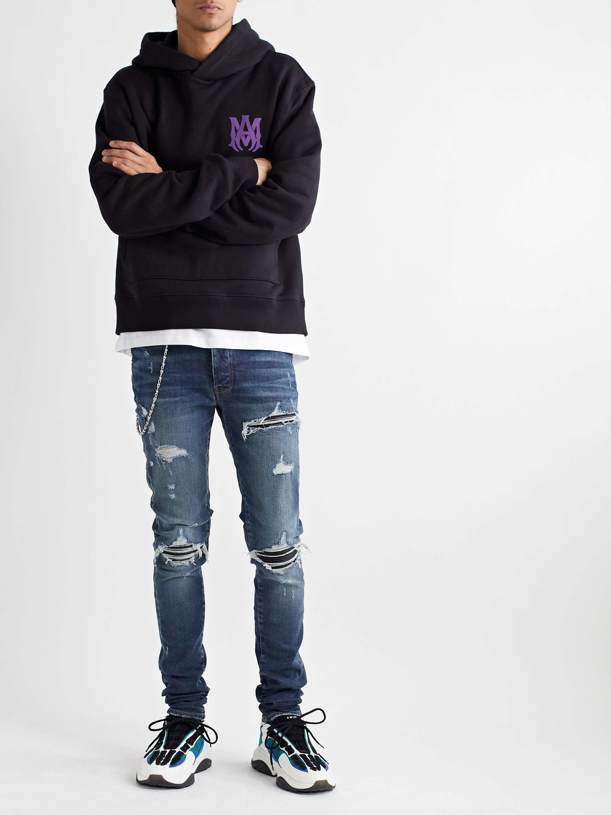 MX1 Skinny-Fit Panelled Distressed Jeans view