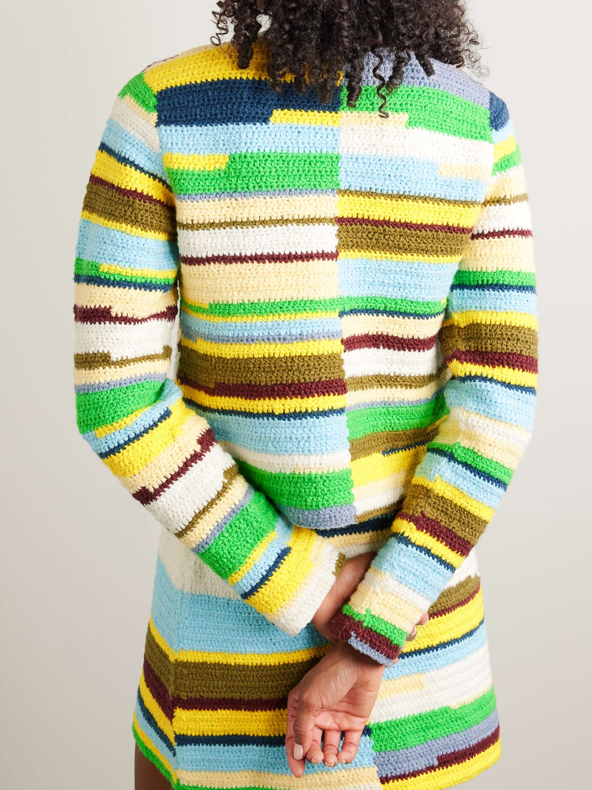 Striped crocheted organic cotton cardigan view