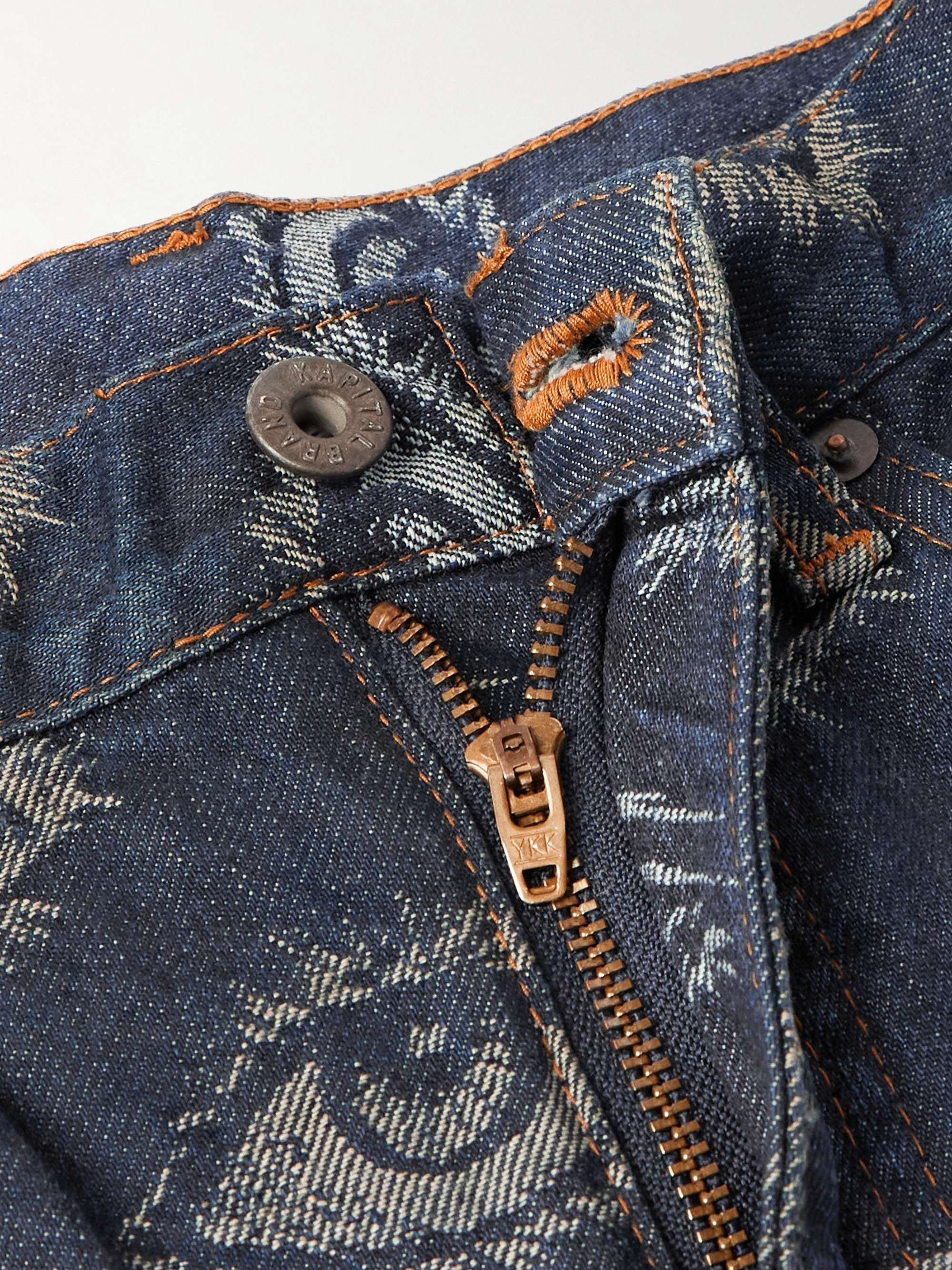 Speakeasy Slim-Fit Flared Printed Distressed Jeans view