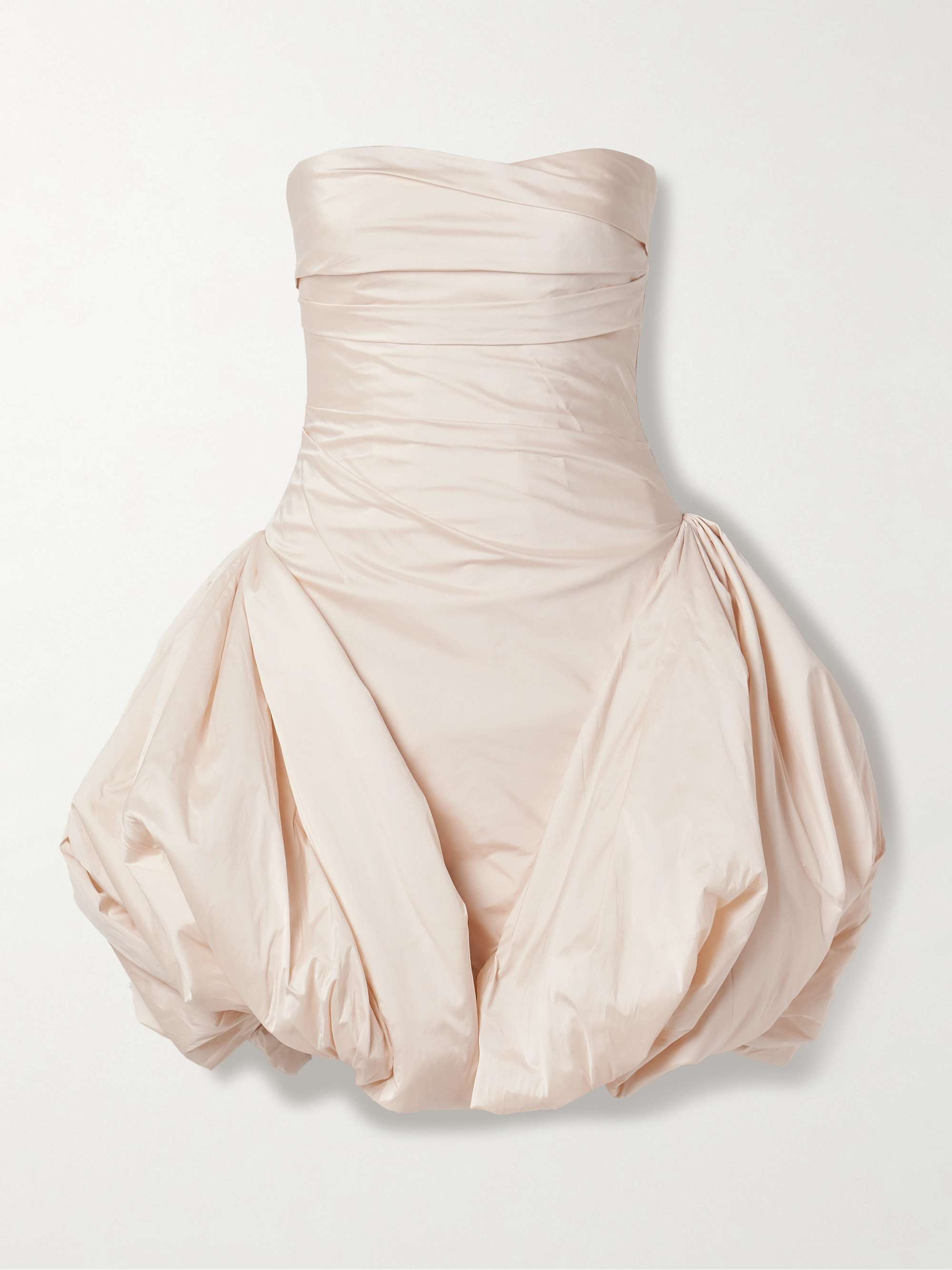 Rachel strapless gathered silk-taffeta mini dress hero visual