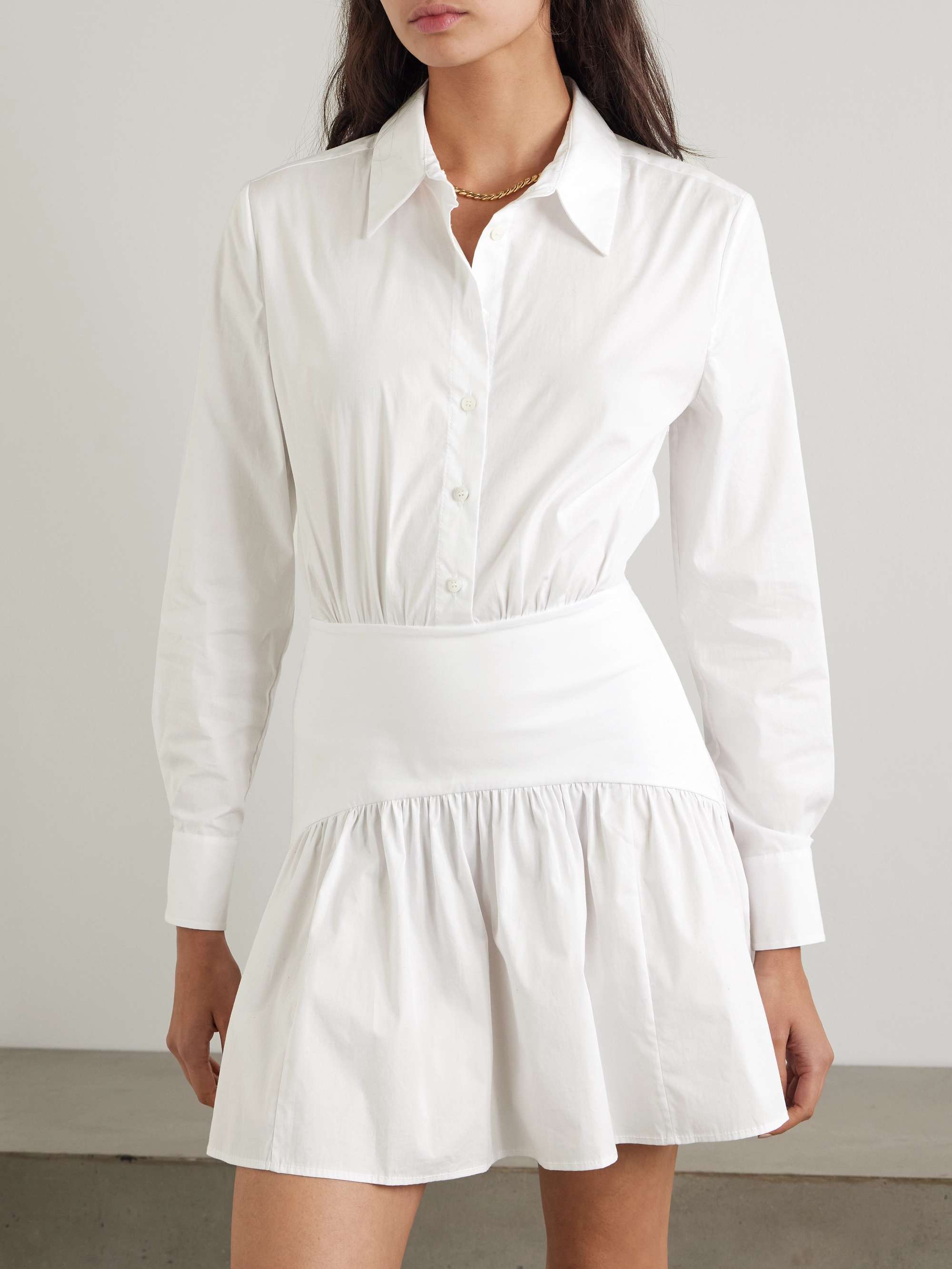 Rocco gathered stretch-cotton poplin mini shirt dress view