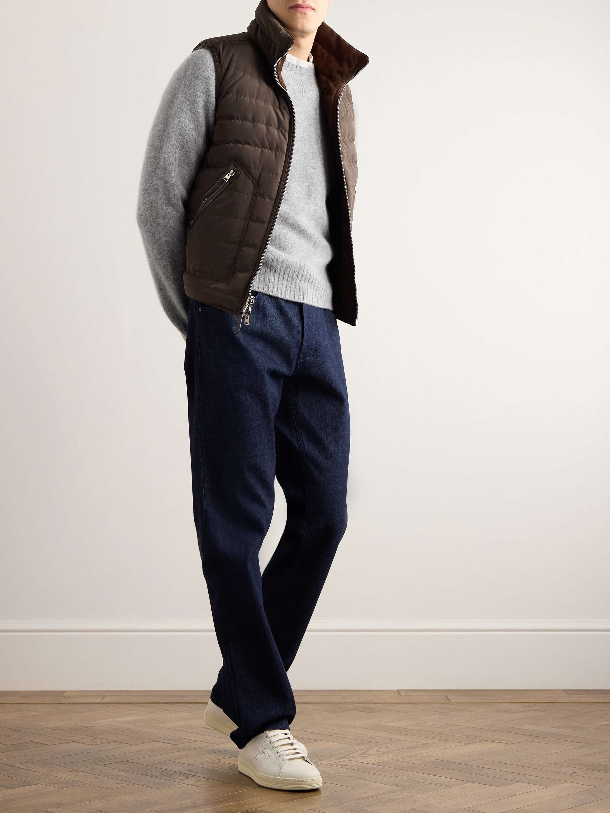 Slim-Ft Logo-Embroidered Brushed-Cashmere Sweater view