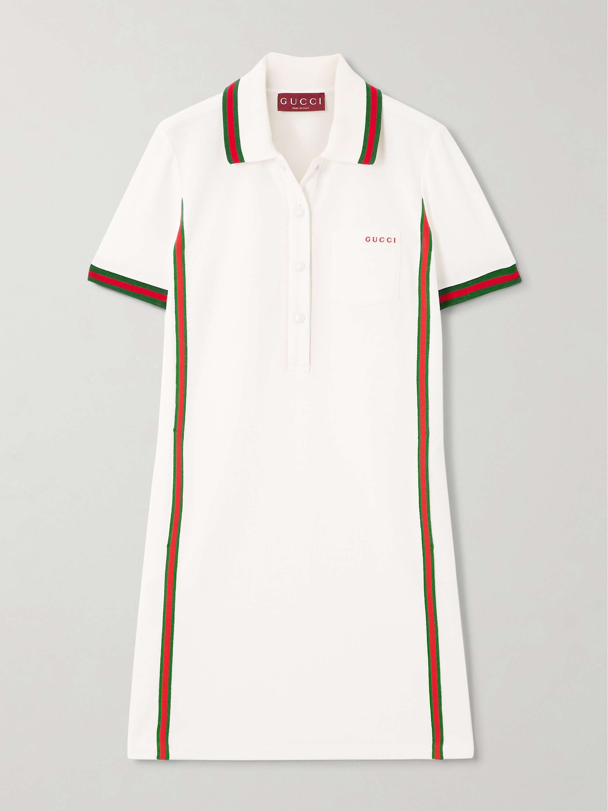 Embroidered webbing-trimmed cotton-piqué mini dress hero visual