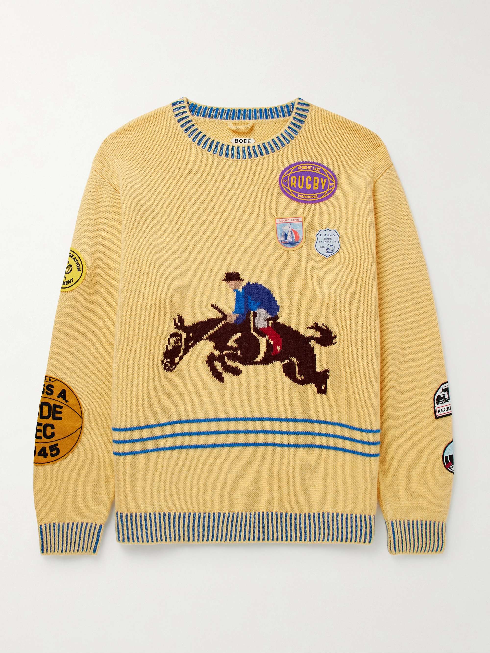 Jockey Appliquéd Intarsia Alpaca and Wool-Blend Sweater hero visual