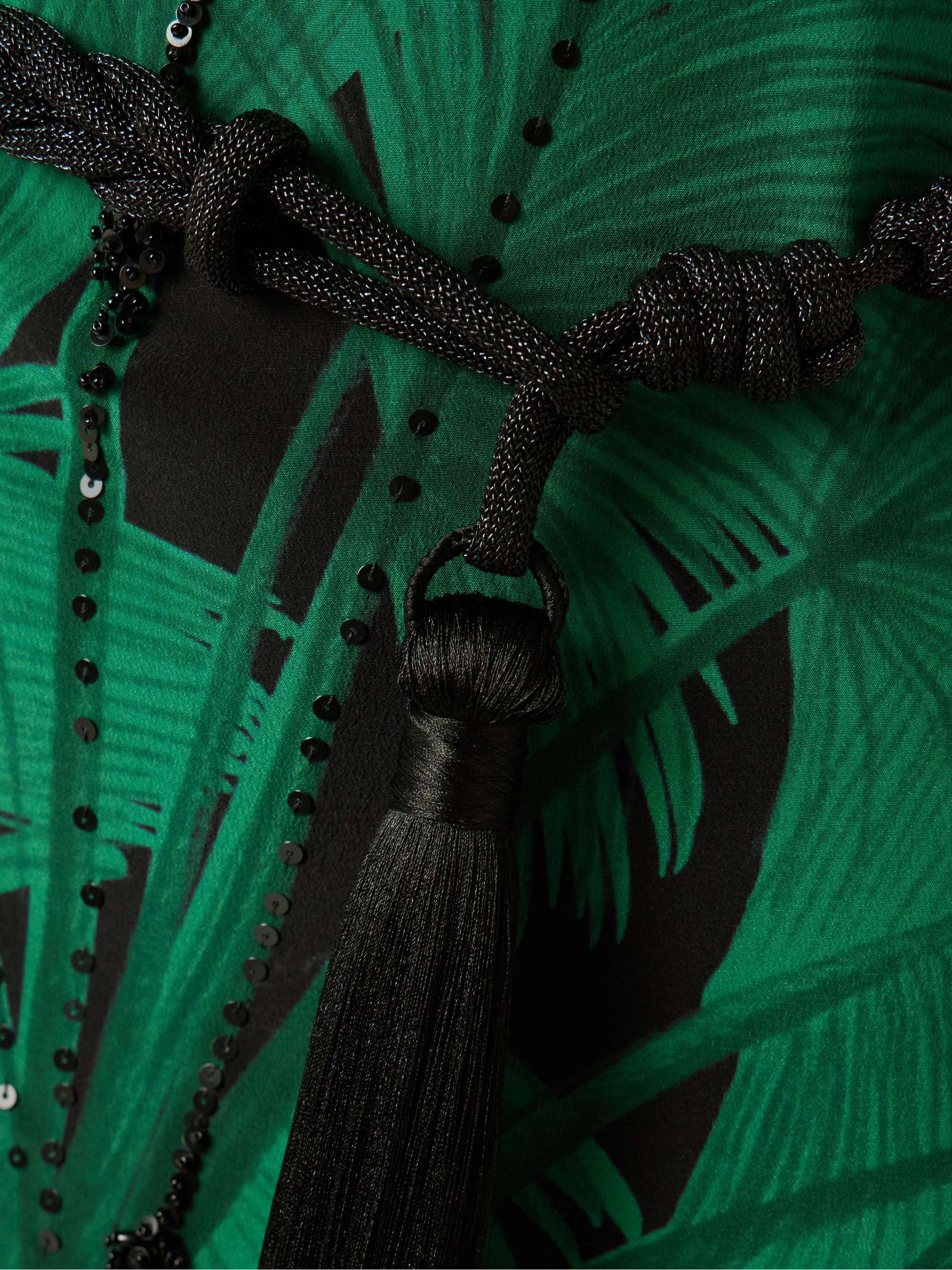 Exceptional Joy belted embellished printed silk crepe de chine maxi dress view