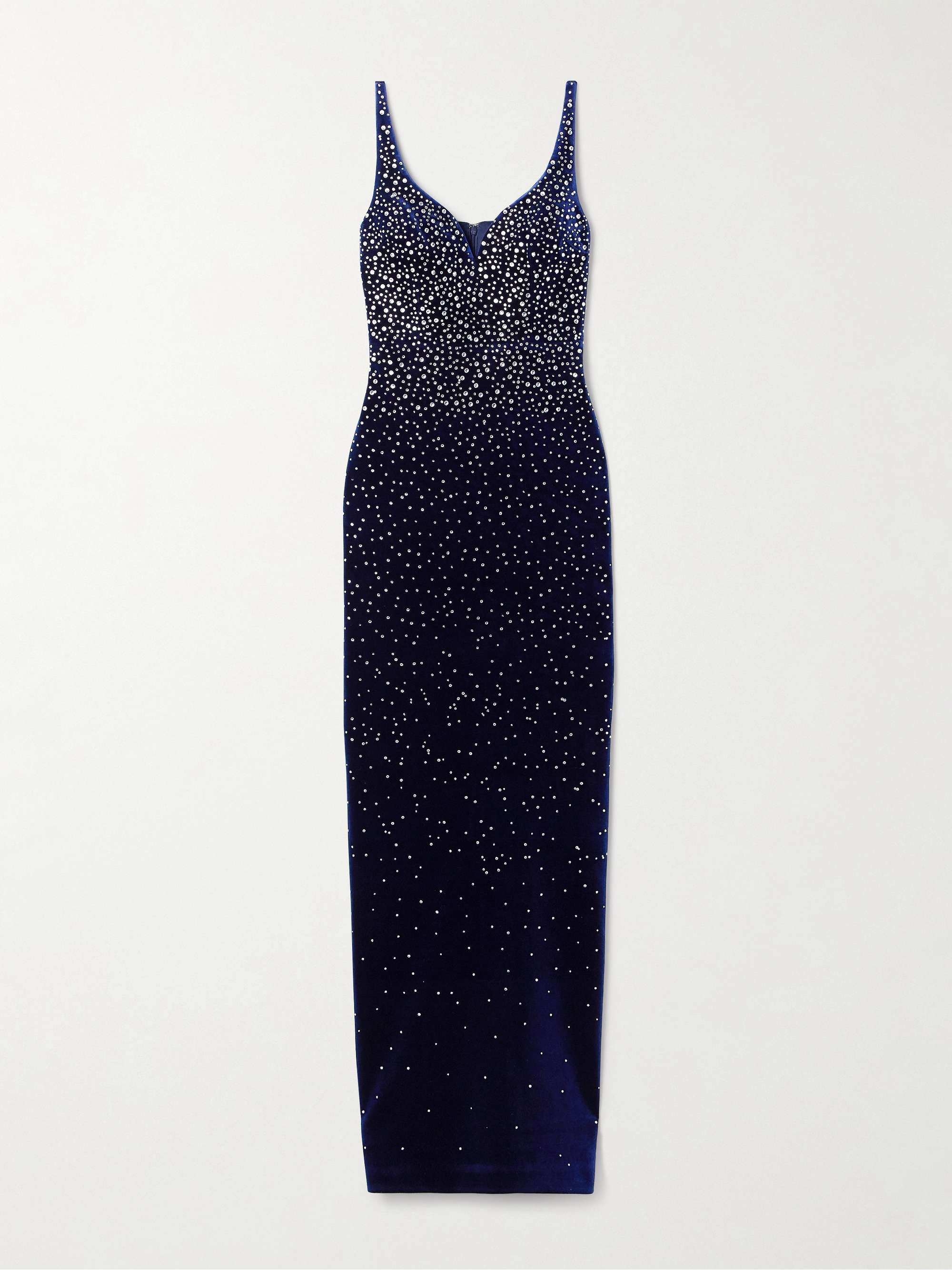 Crystal-embellished velvet gown hero visual