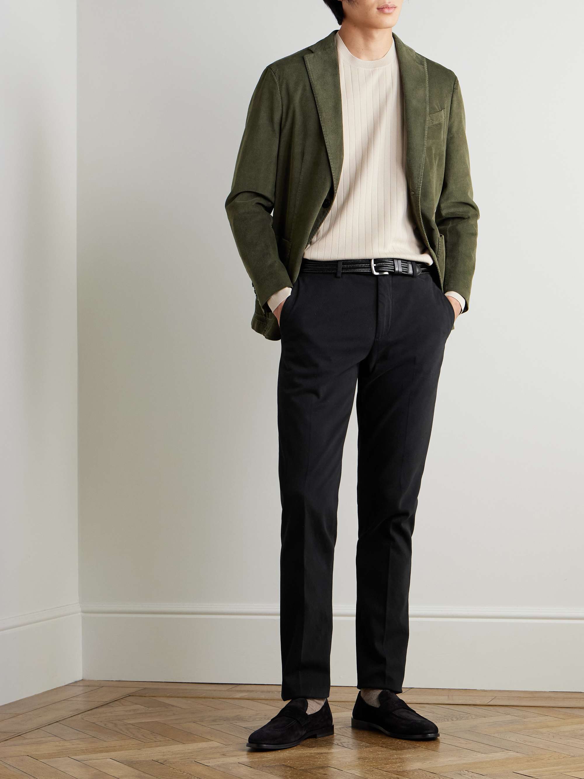 Straight-Leg Garment-Dyed Cotton-Blend Twill Suit Trousers view