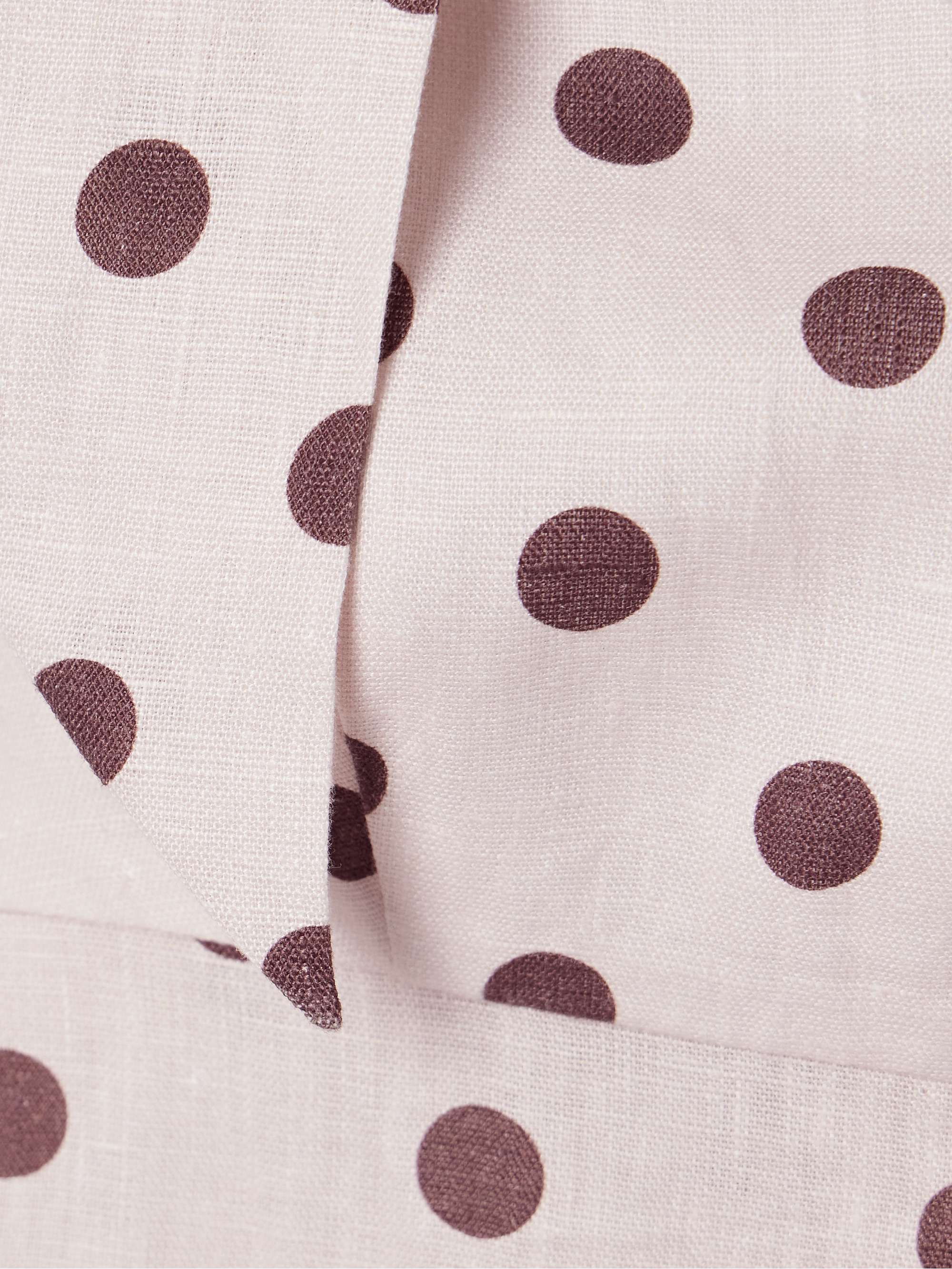 Acacia one-shoulder bow-embellished polka-dot linen midi dress view
