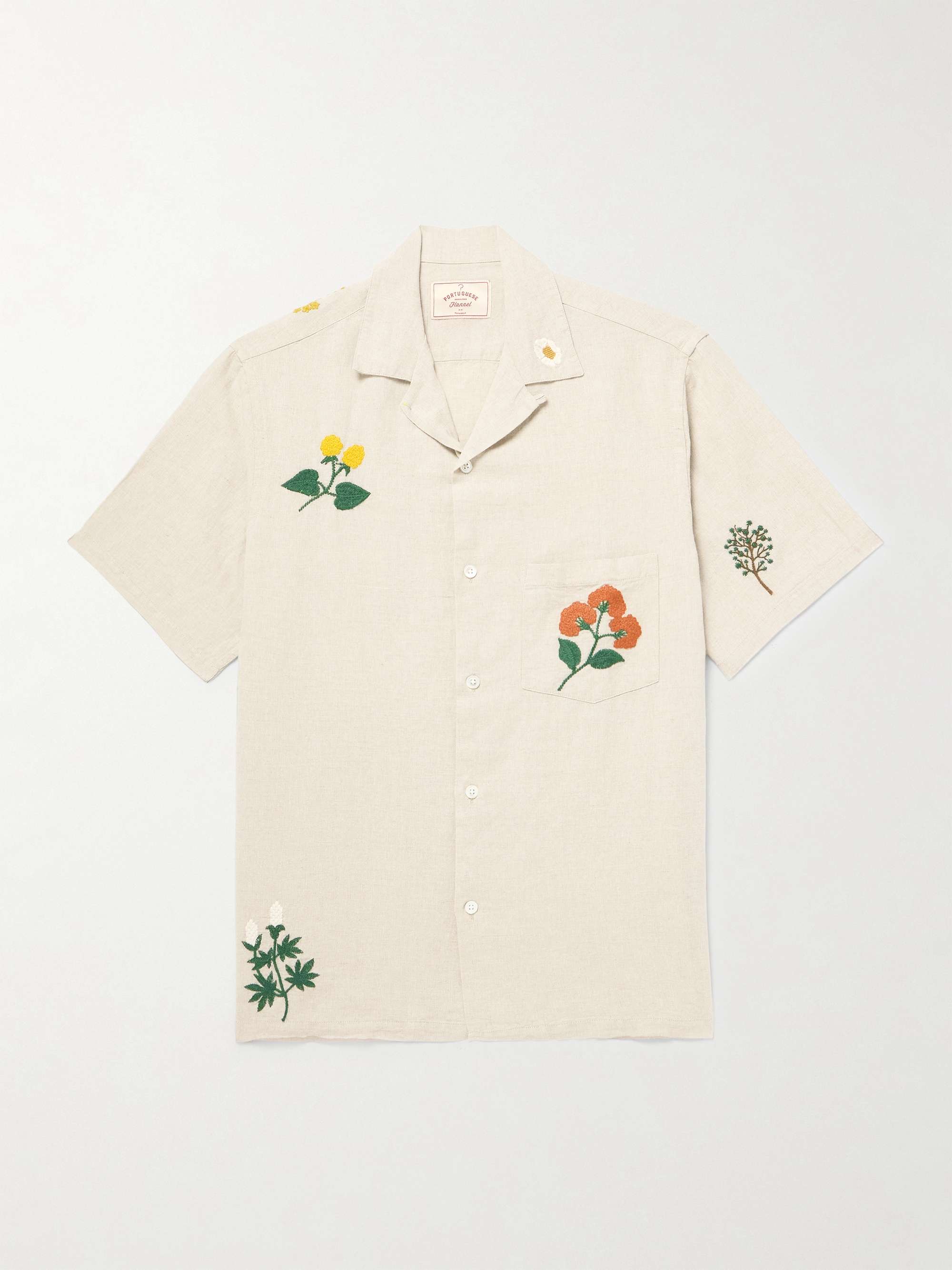 Convertible-Collar Embroidered Linen and Cotton-Blend Shirt hero visual