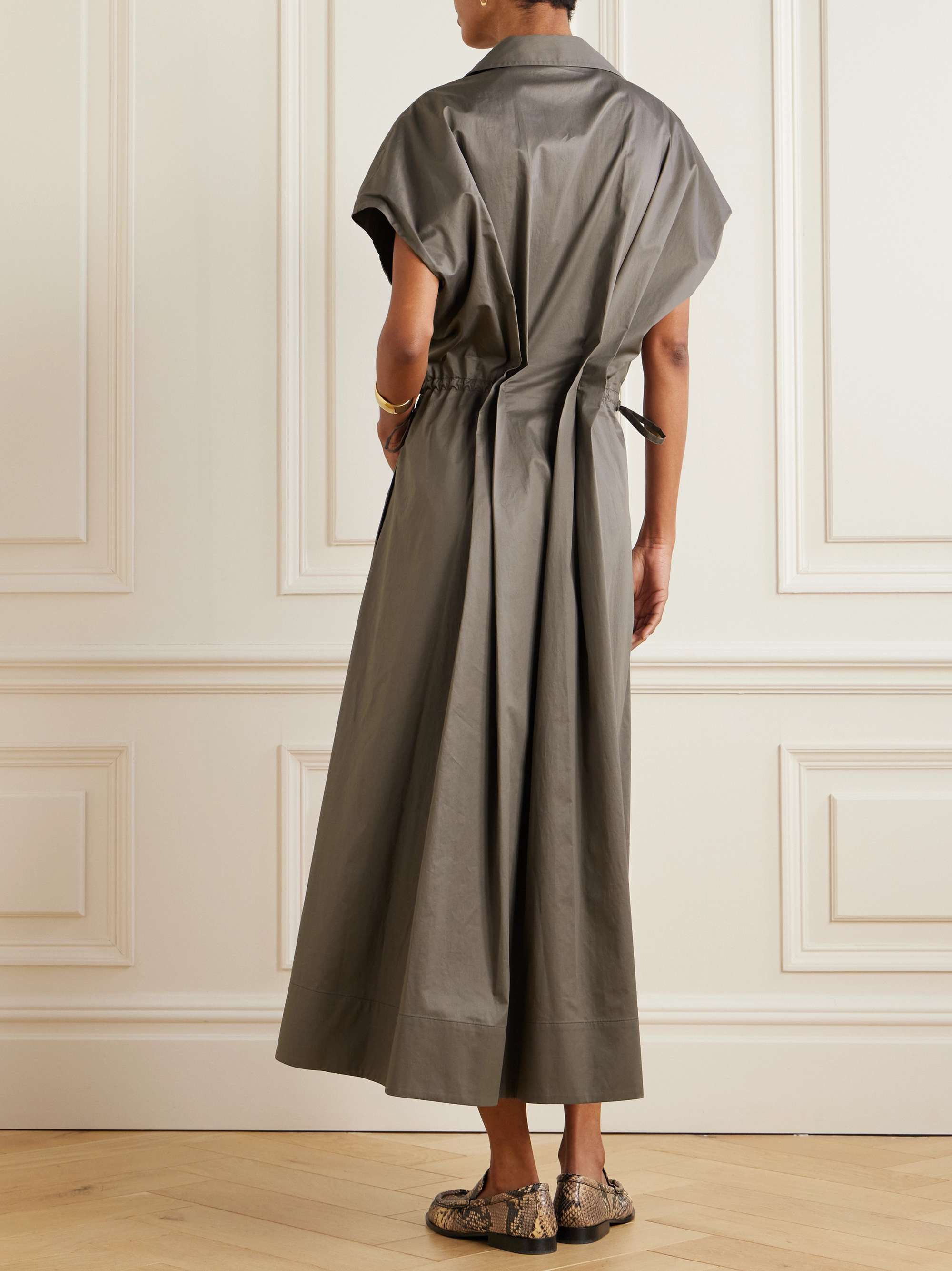 Giulia pleated cotton-poplin midi shirt dress view