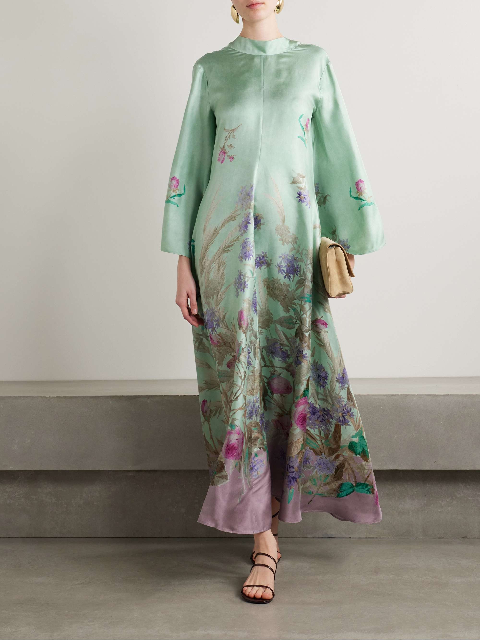 Magnifico floral-print silk-twill maxi dress view