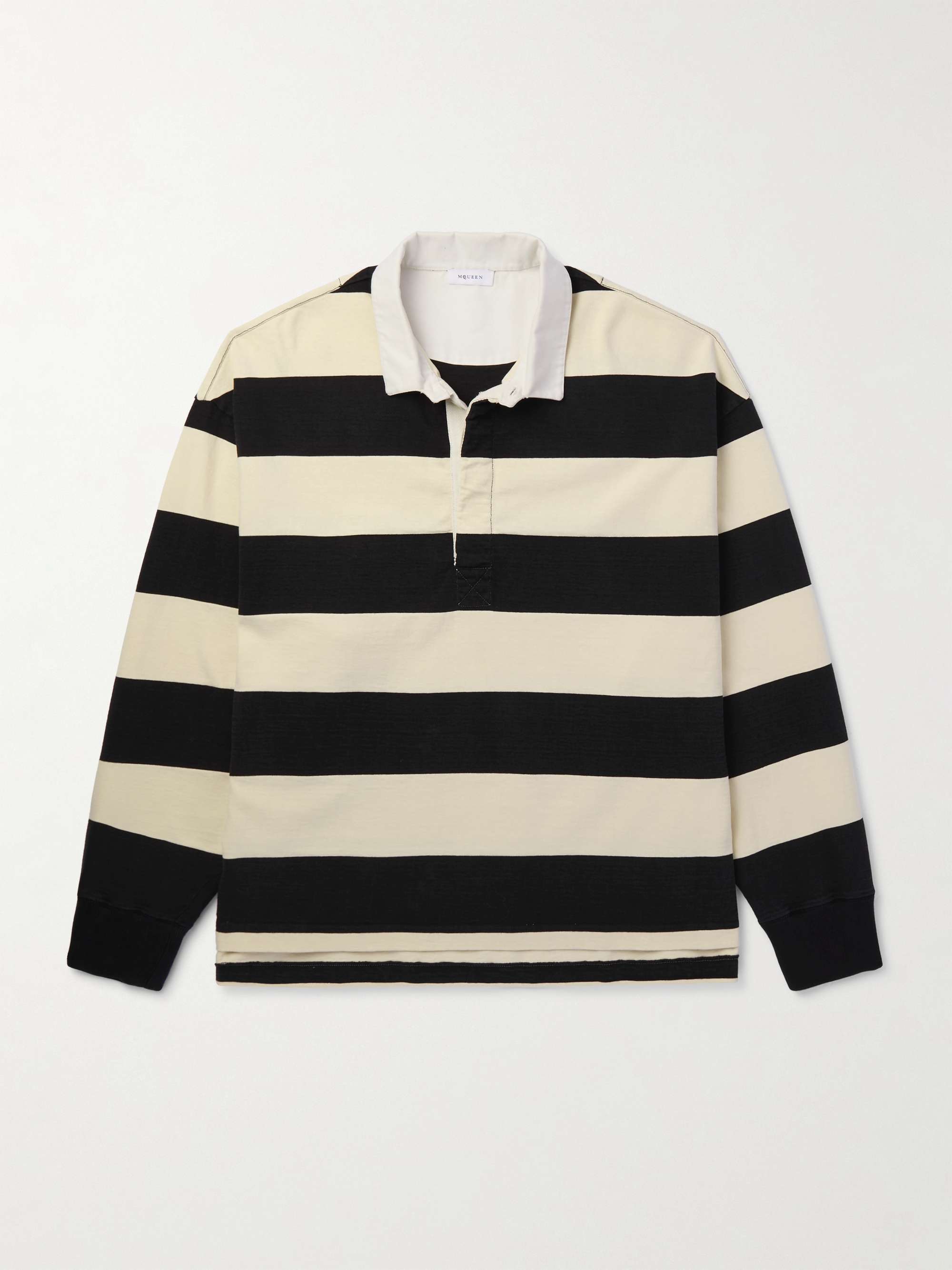 Oversized Logo-Embroidered Striped Cotton-Jersey Polo Shirt hero visual