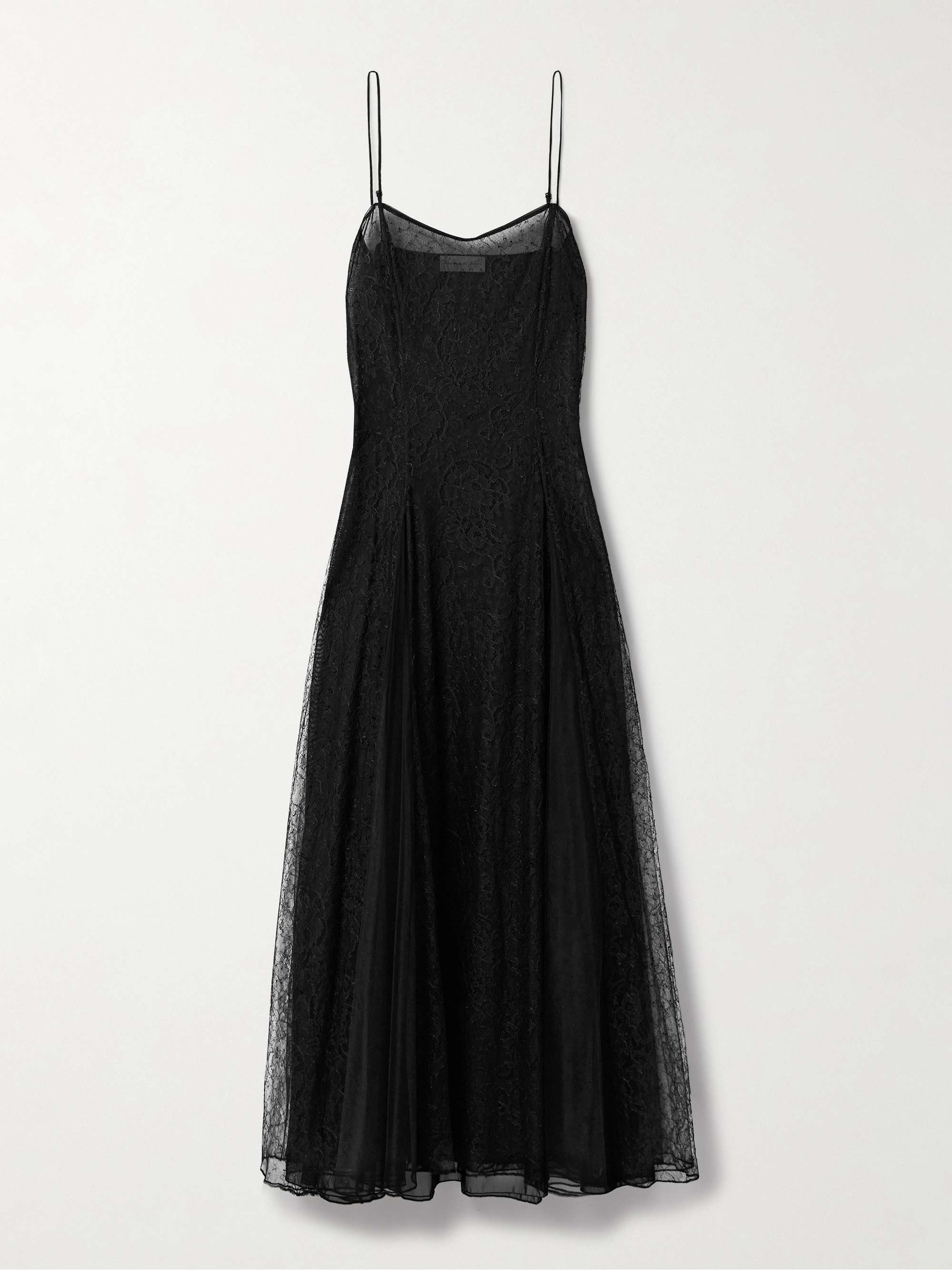 Gigi tulle-paneled Chantilly lace maxi dress hero visual