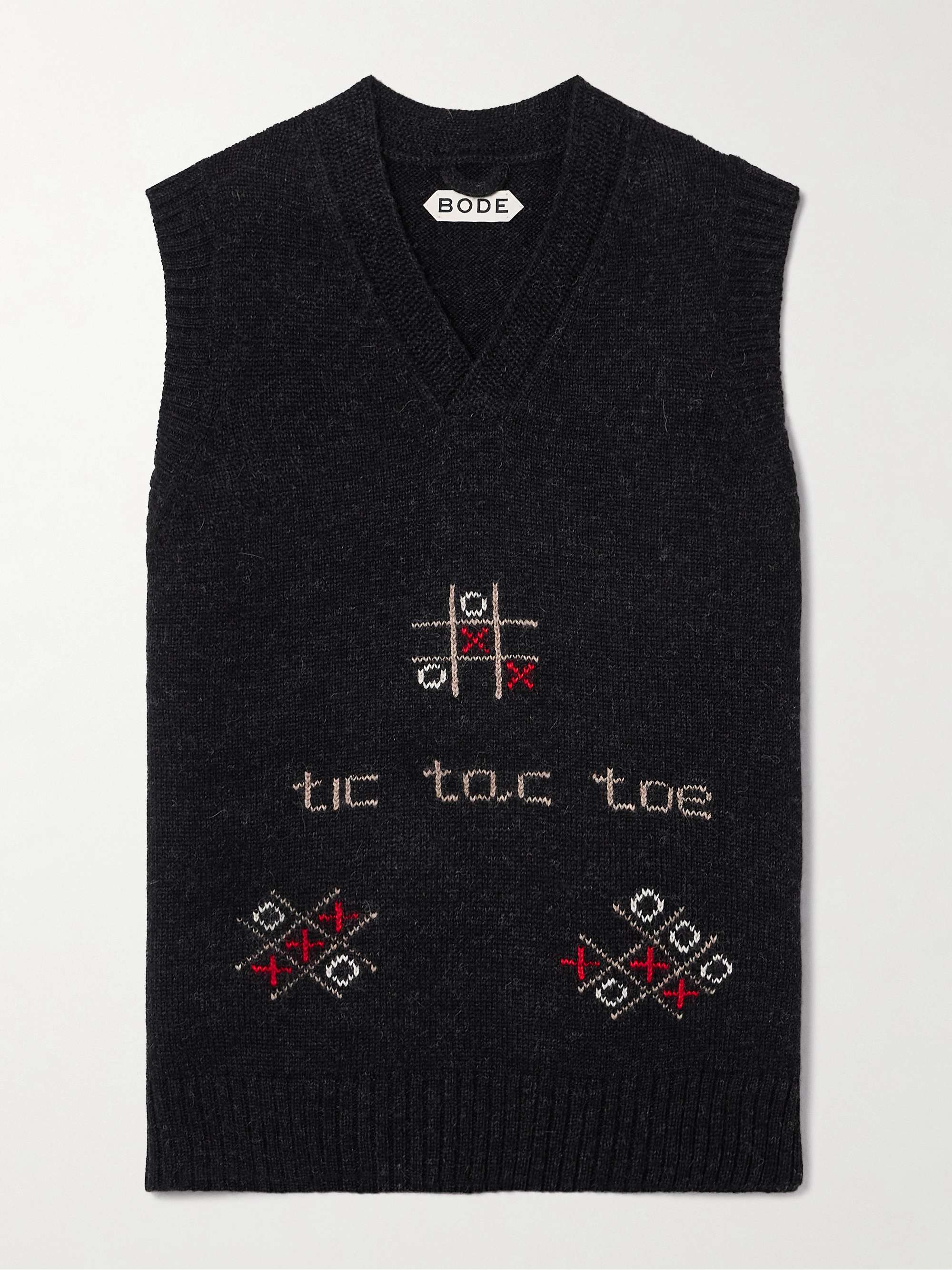 Tic Tac Toe intarsia alpaca and merino wool-blend vest hero visual