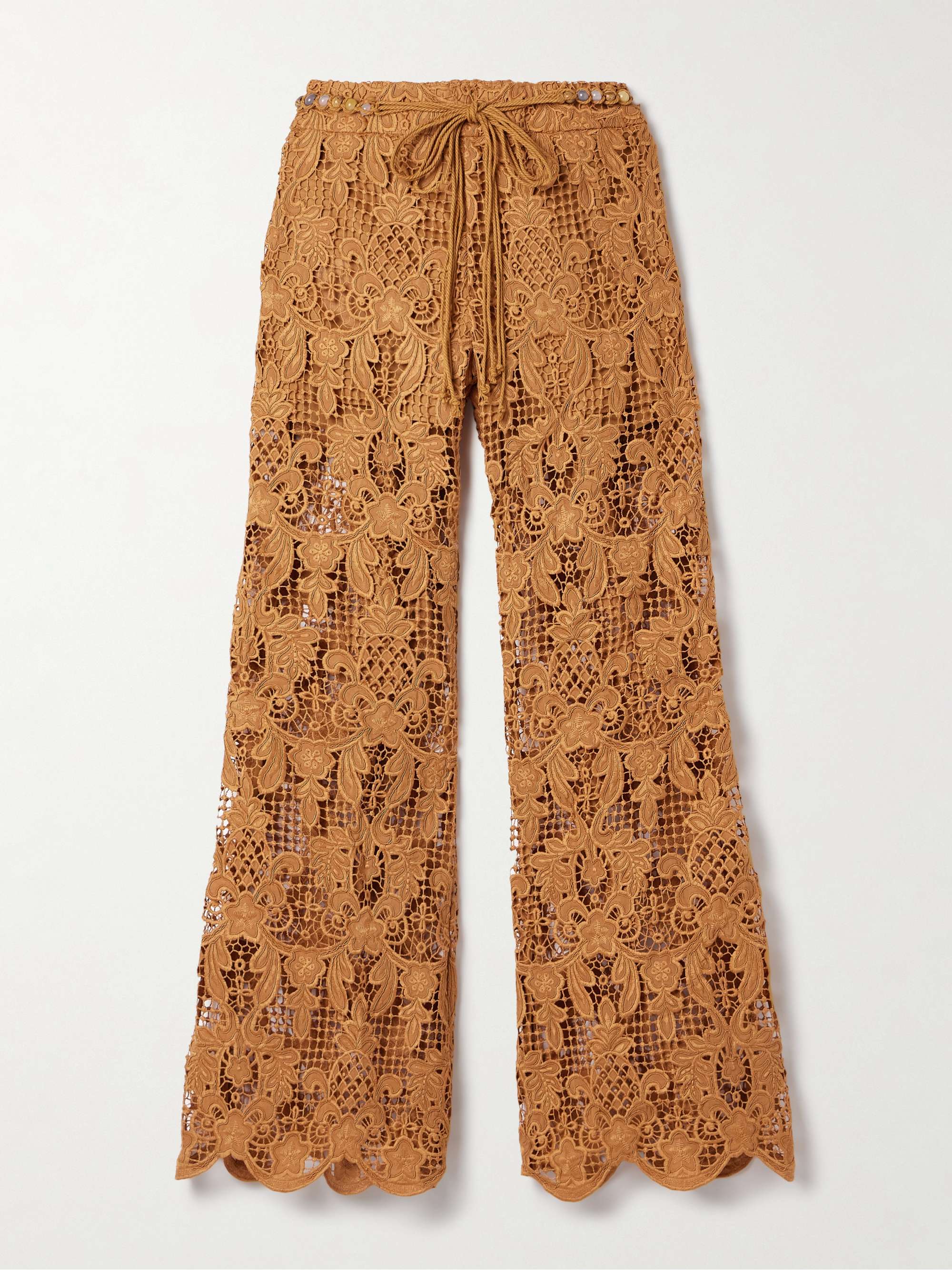 Coco belted guipure lace cotton flared pants hero visual