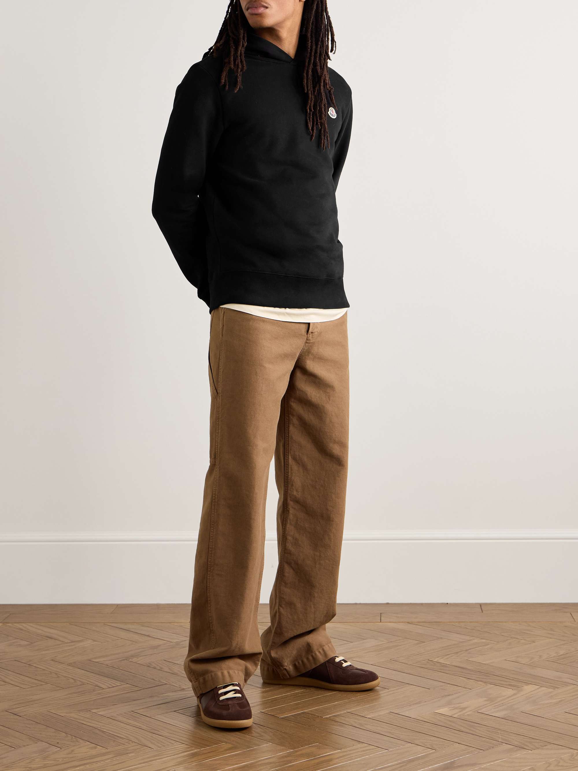 Slim-Fit Logo-Appliquéd Cotton-Jersey Hoodie view