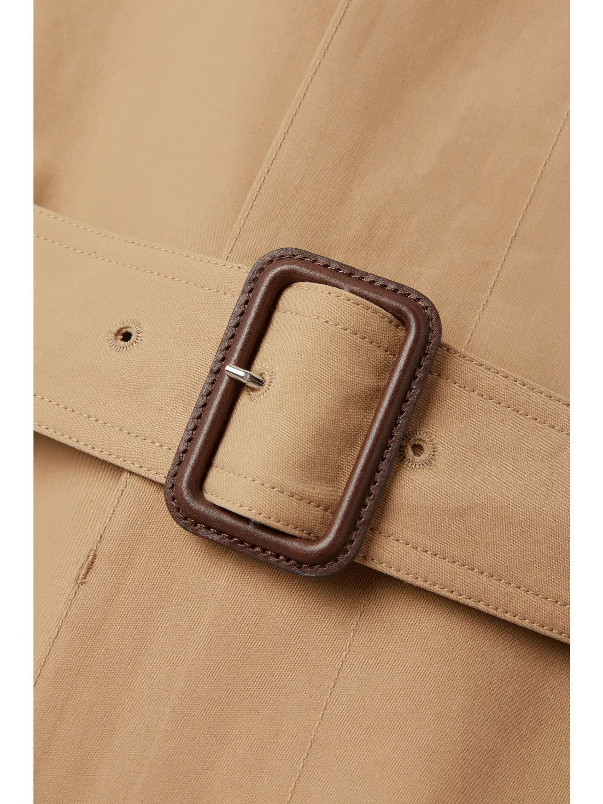 Belted leather-trimmed cotton-garbardine trench coat view