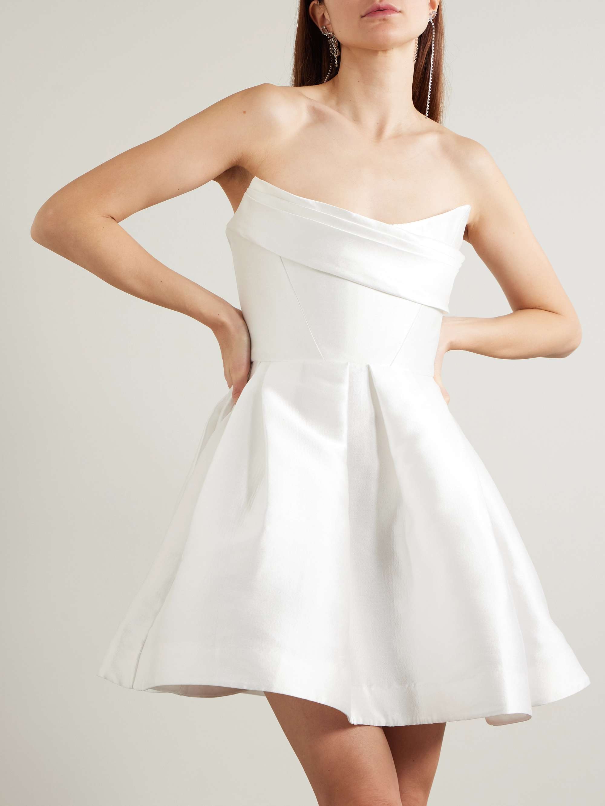 Strapless draped sateen mini dress view