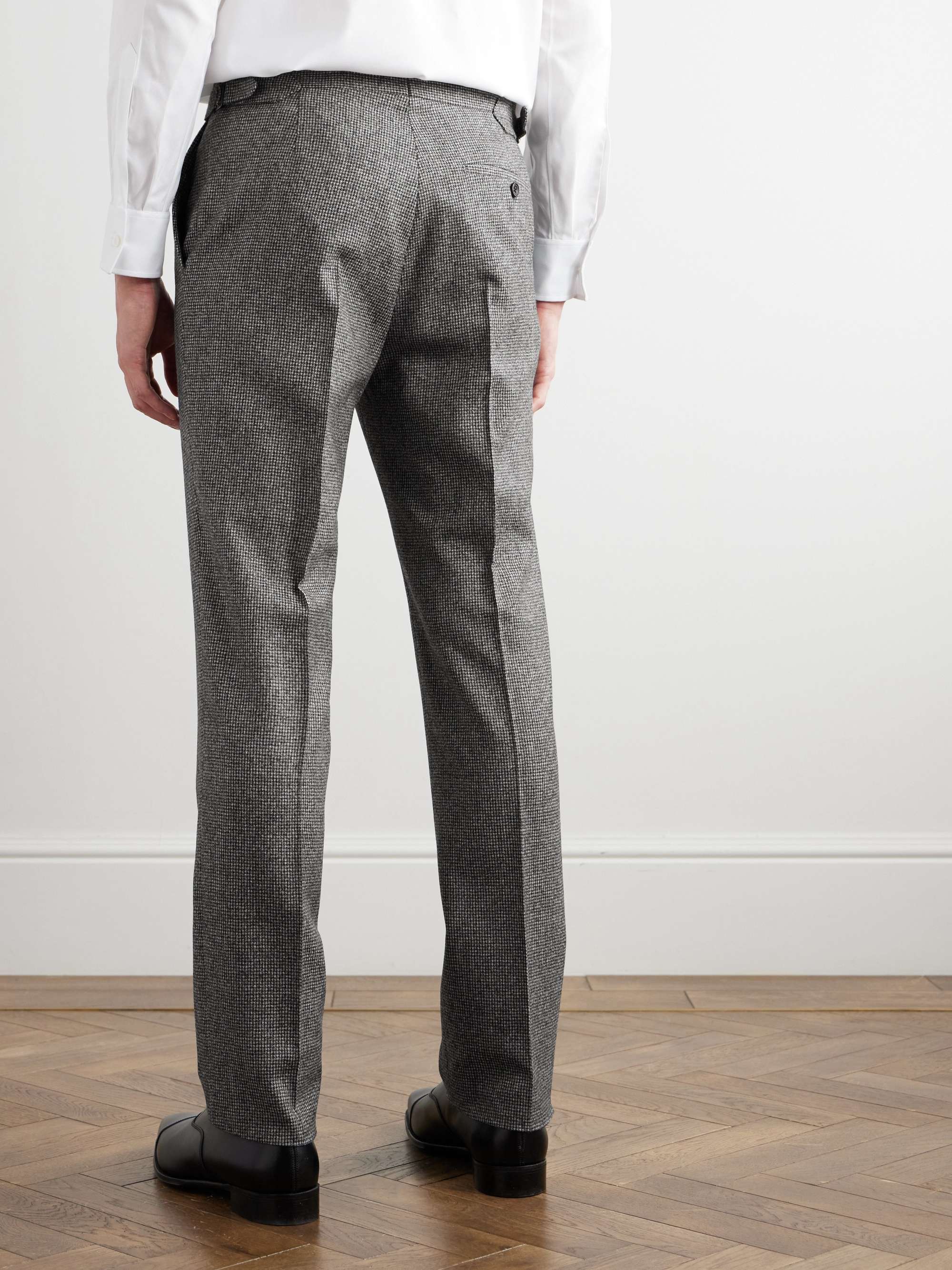 Slim-Fit Straight-Leg Houndstooth Wool Suit Trousers view