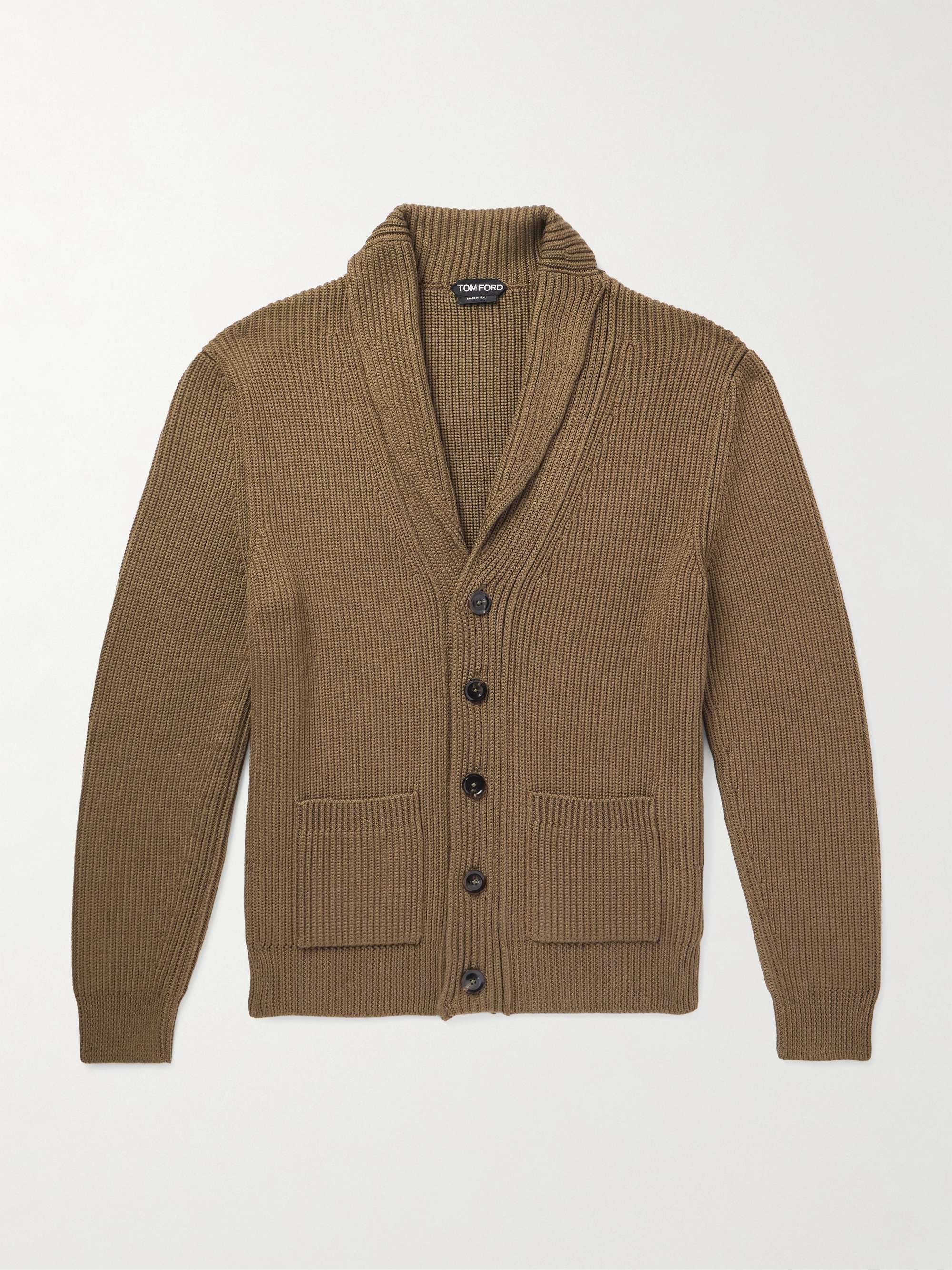 Shawl-Collar Ribbed Silk and Wool-Blend Cardigan hero visual
