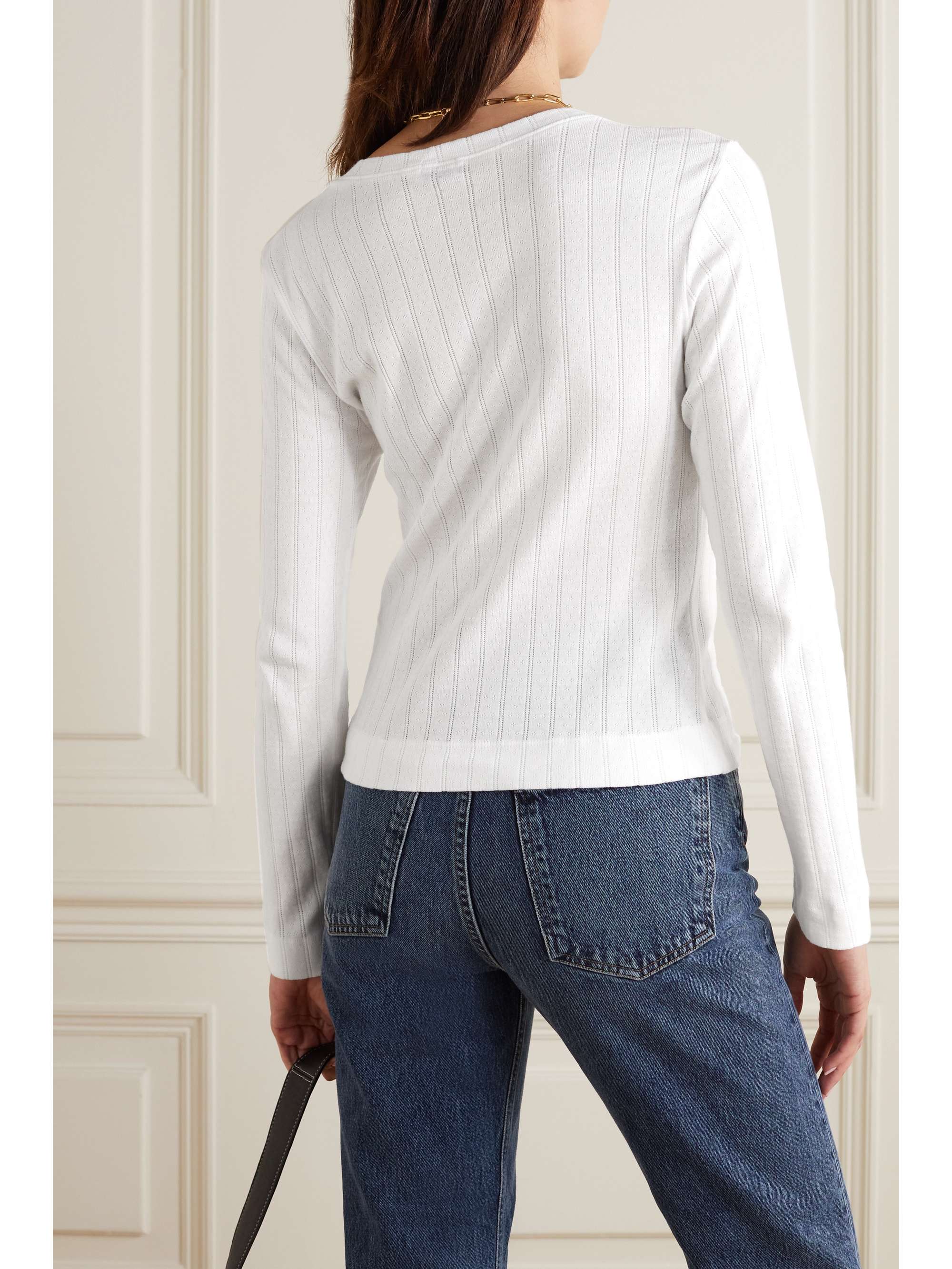 Pointelle-knit cotton-jersey cardigan view
