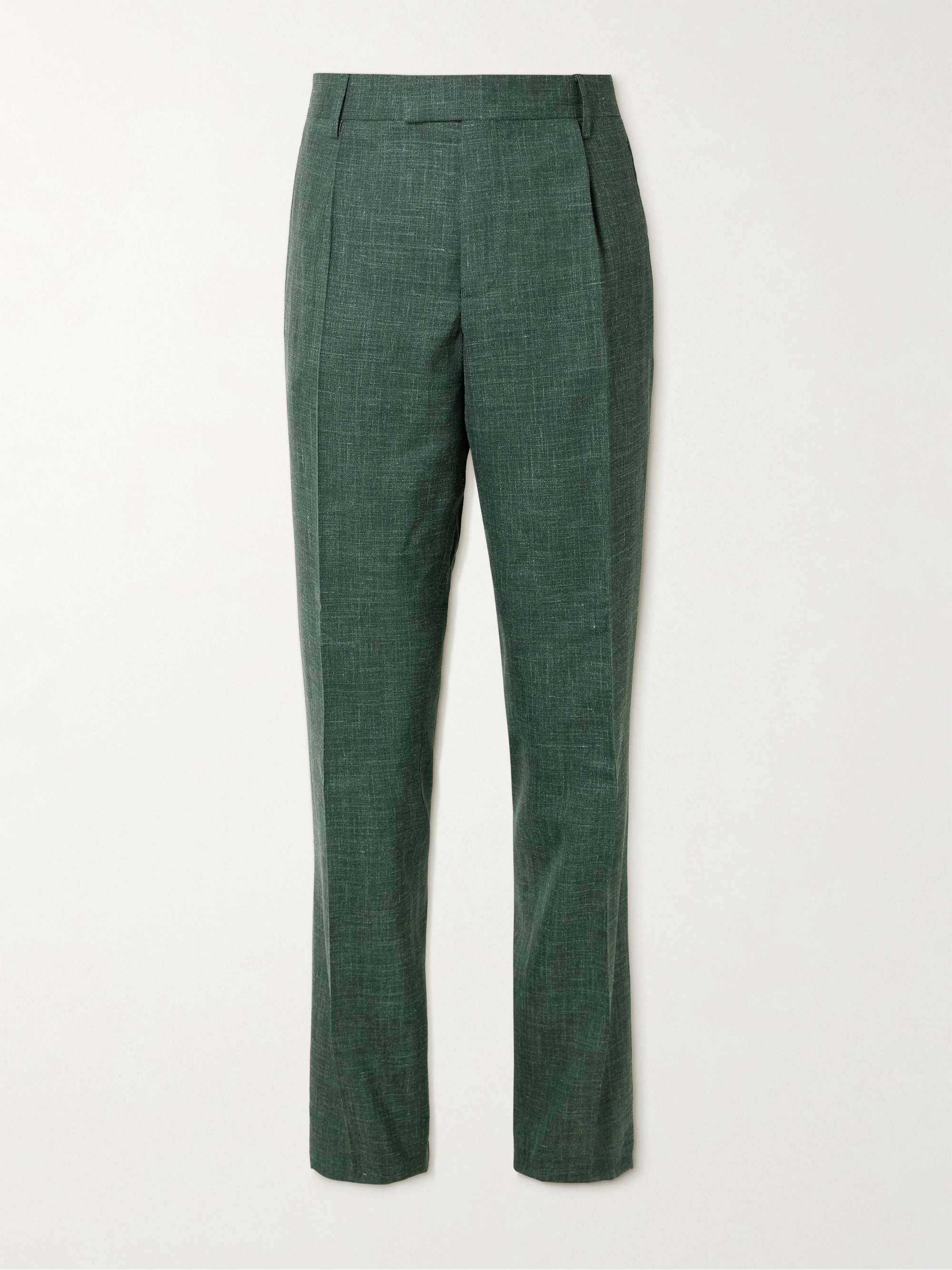 Mike Straight-Leg Pleated Wool, Silk and Linen-Blend Suit Trousers hero visual