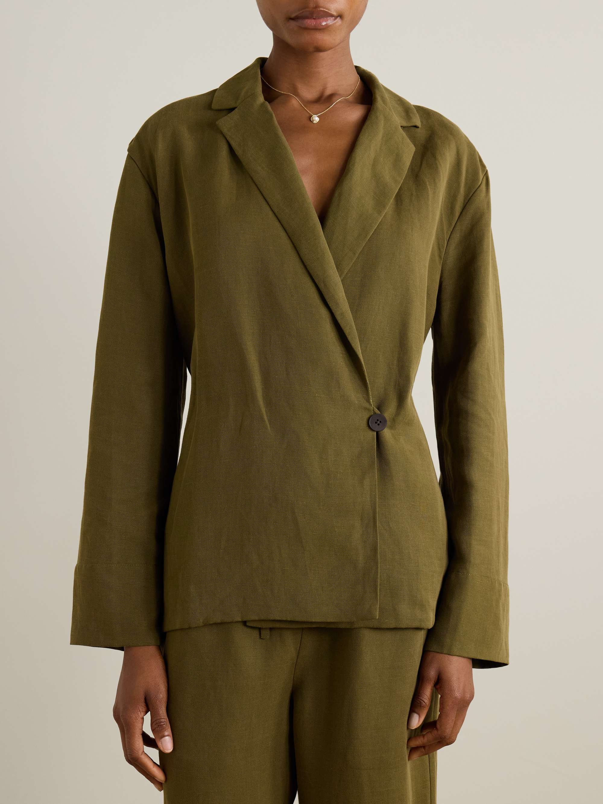 Belted linen and TENCEL™ Lyocell-blend jacket view