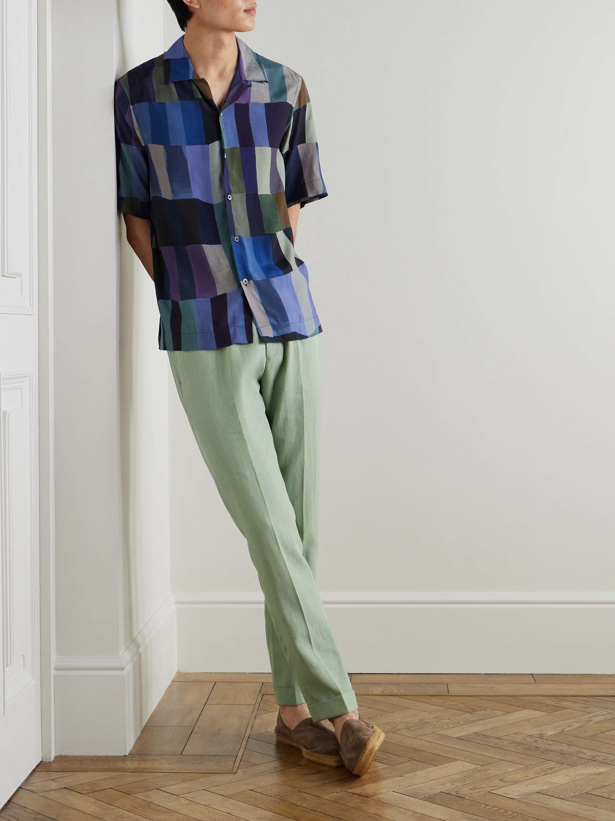 Slim-Fit Straight-Leg Linen Drawstring Trousers view