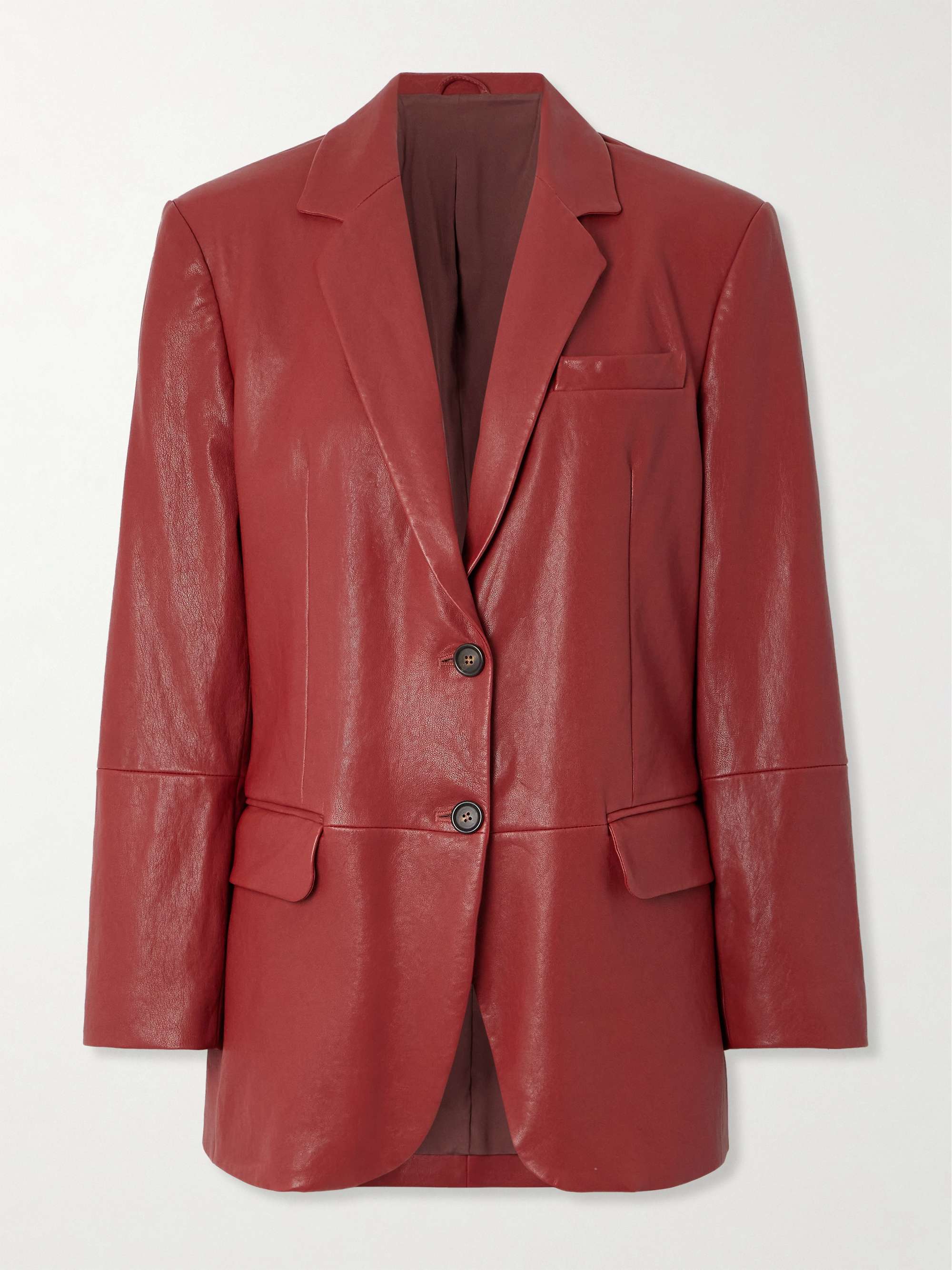 Paneled textured-leather blazer hero visual
