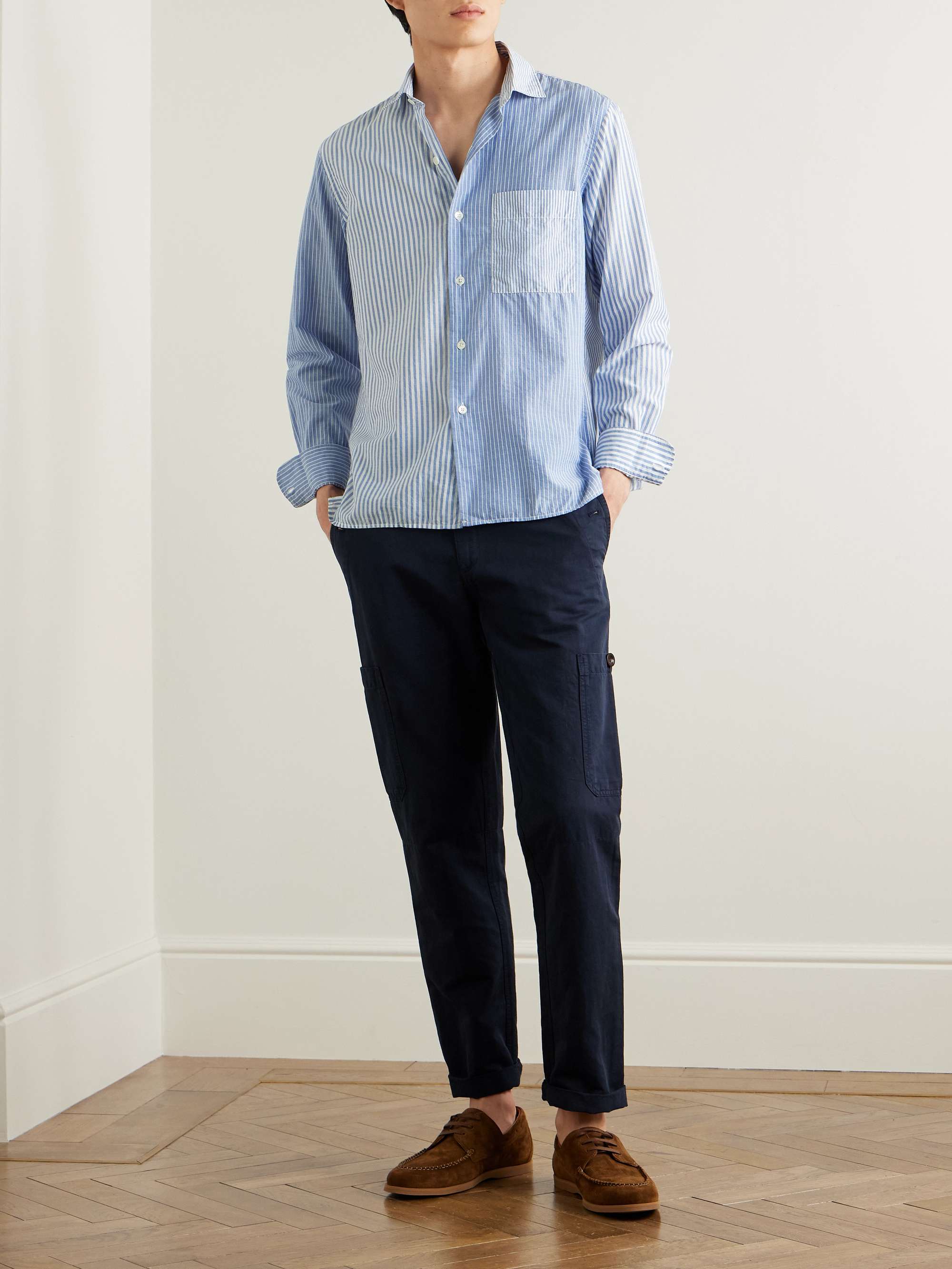 Patchwork Striped Cotton Oxford Shirt view