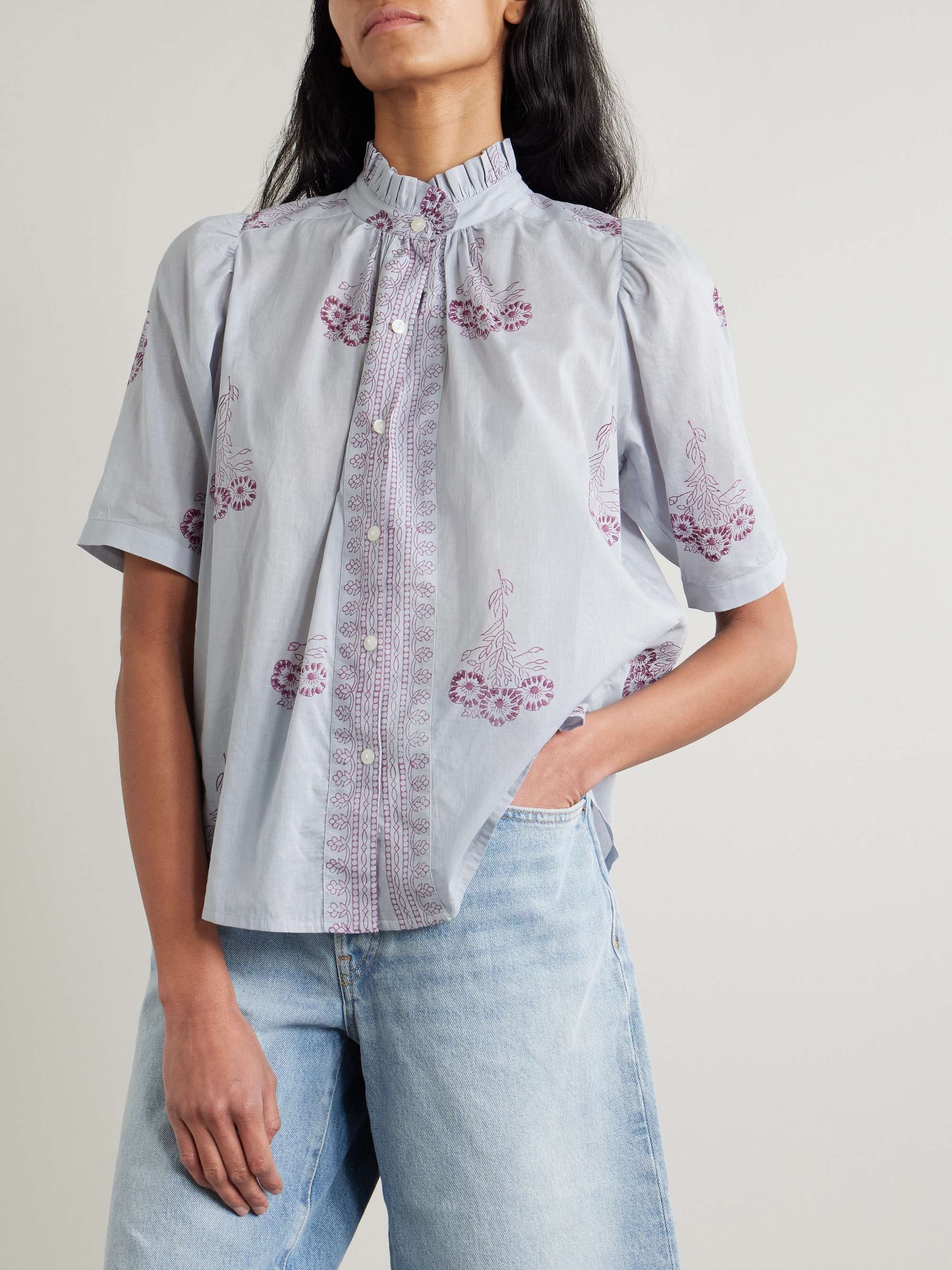 Winn ruffled printed cotton shirt view
