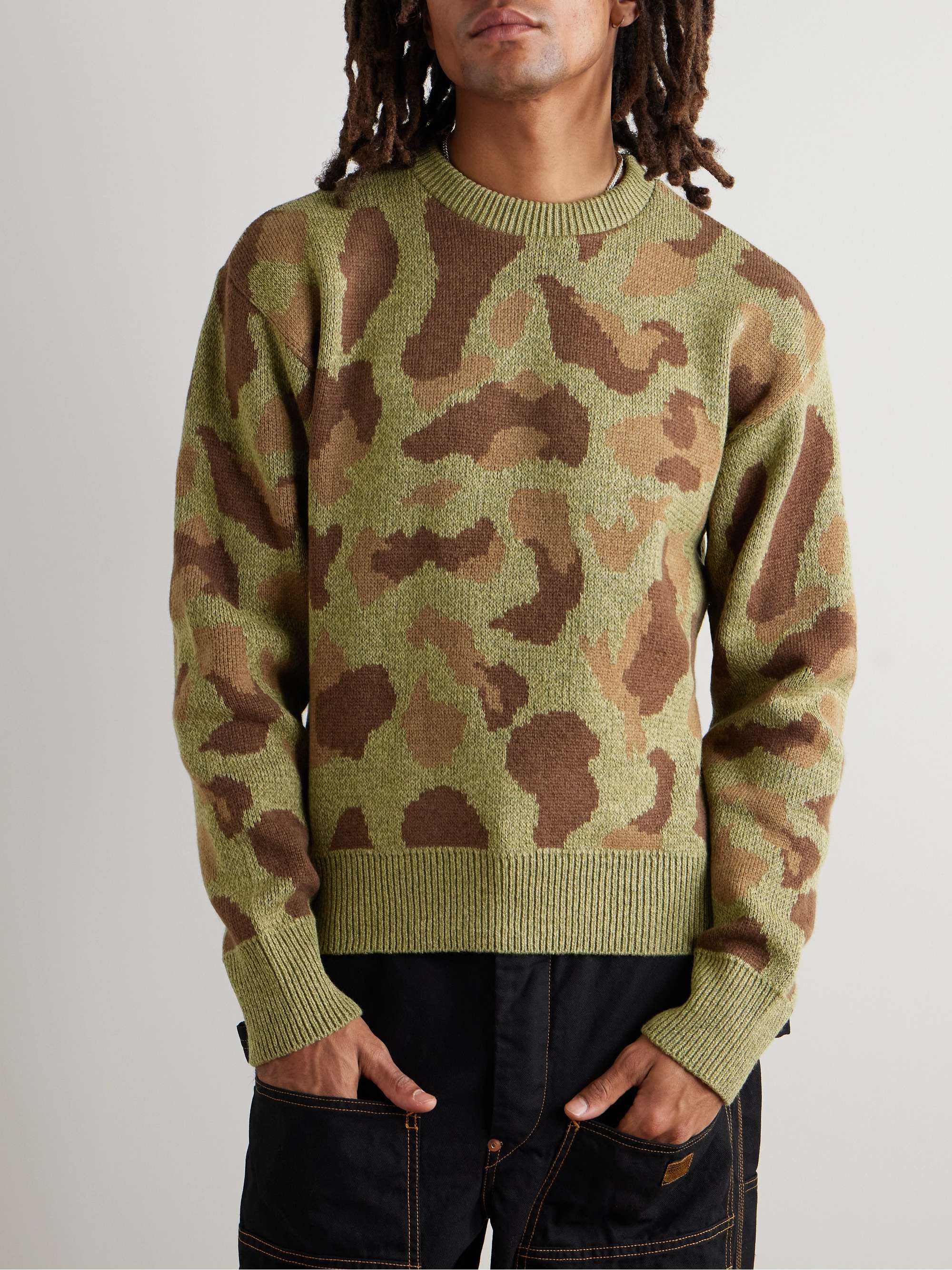Camouflage-Print Jacquard-Knit Sweater view