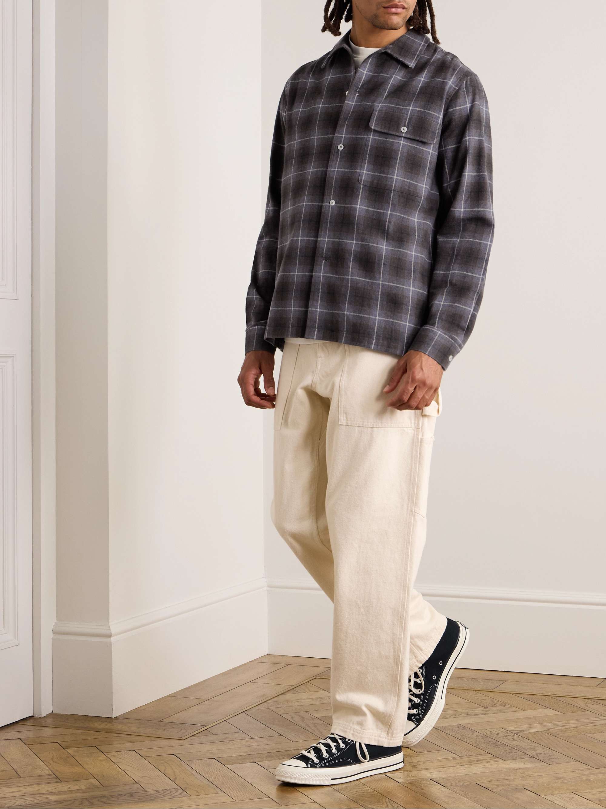 Camp-Collar Checked Cotton-Flannel Shirt view