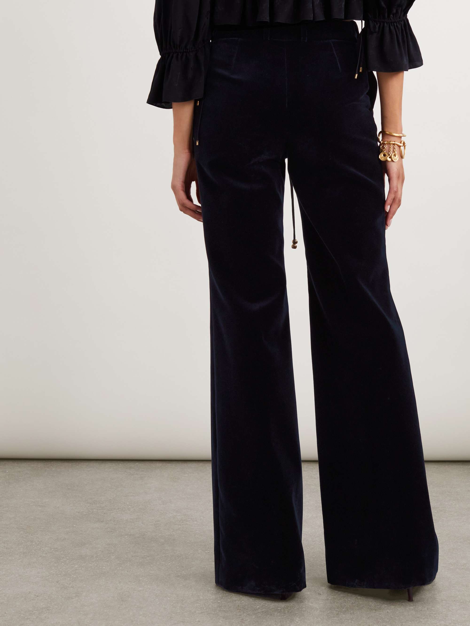 Cotton-velvet wide-leg pants view