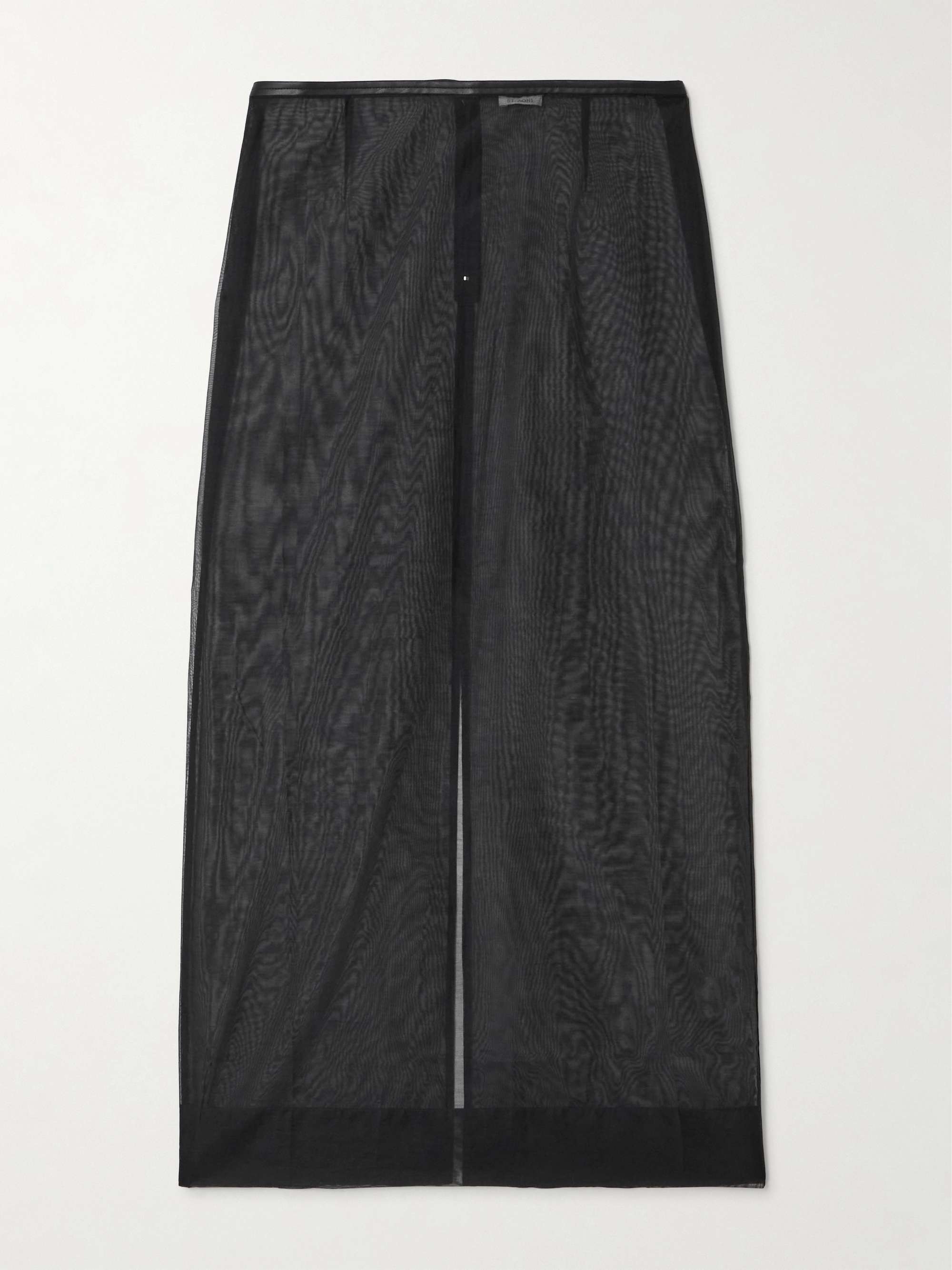 Leather-trimmed organic cotton-blend tulle maxi skirt hero visual