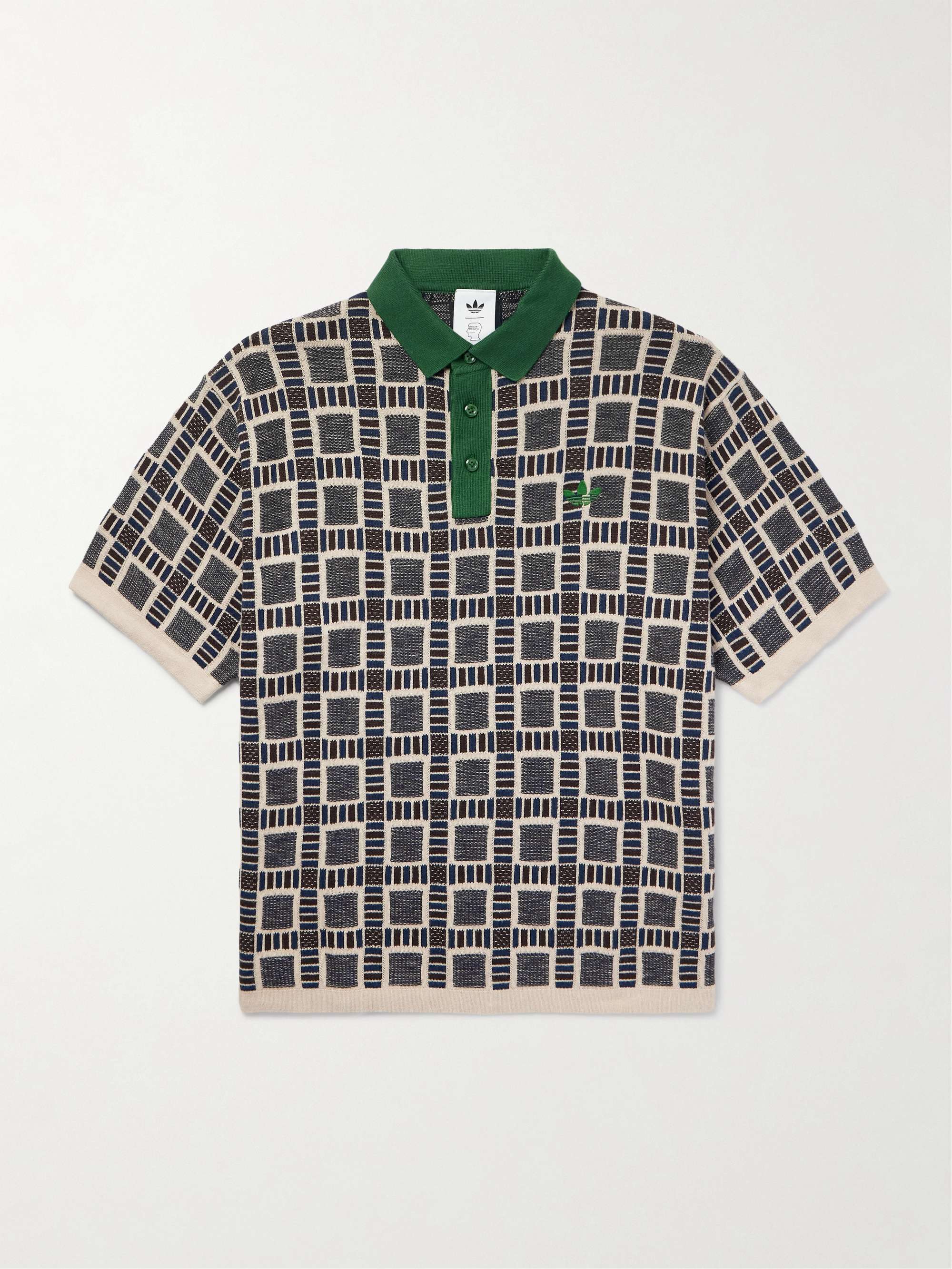 + Brain Dead Logo-Embroidered Jacquard-Knit Cotton-Blend Polo Shirt hero visual