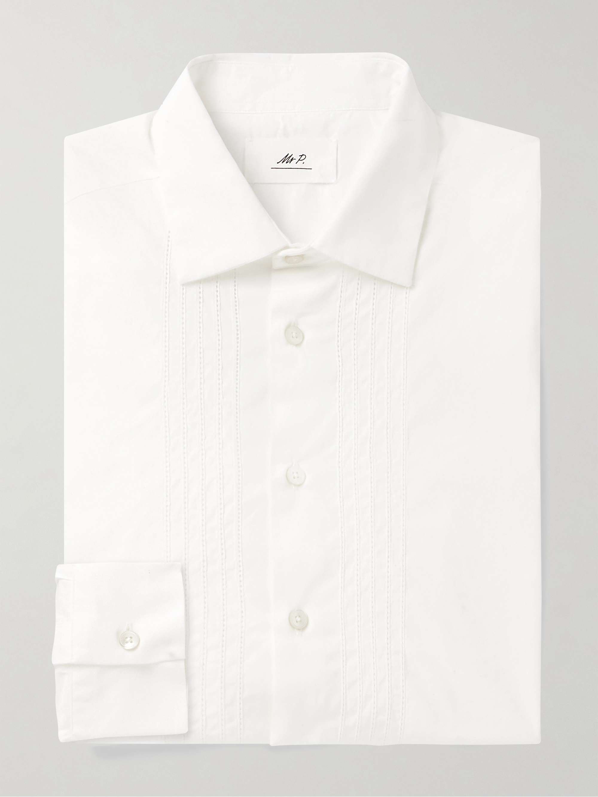 Cutaway-Collar Embroidered Cotton-Poplin Tuxedo Shirt hero visual