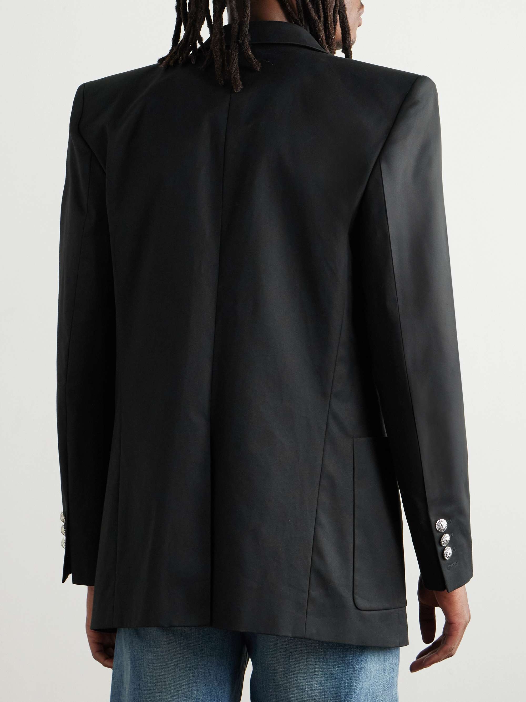 Double-Breasted Cotton-Twill Blazer view