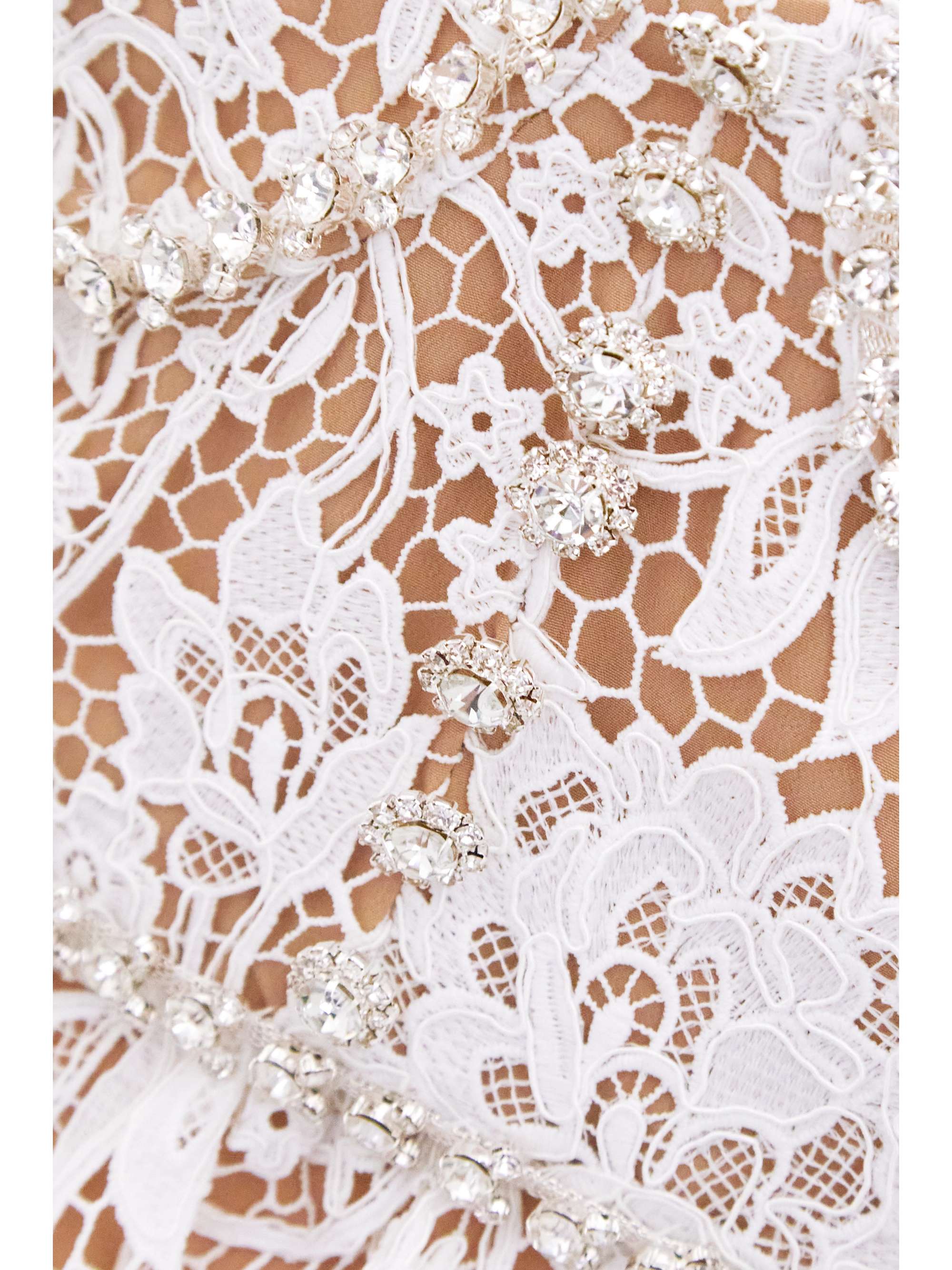 Off-the-shoulder crystal-embellished corded lace midi dress view