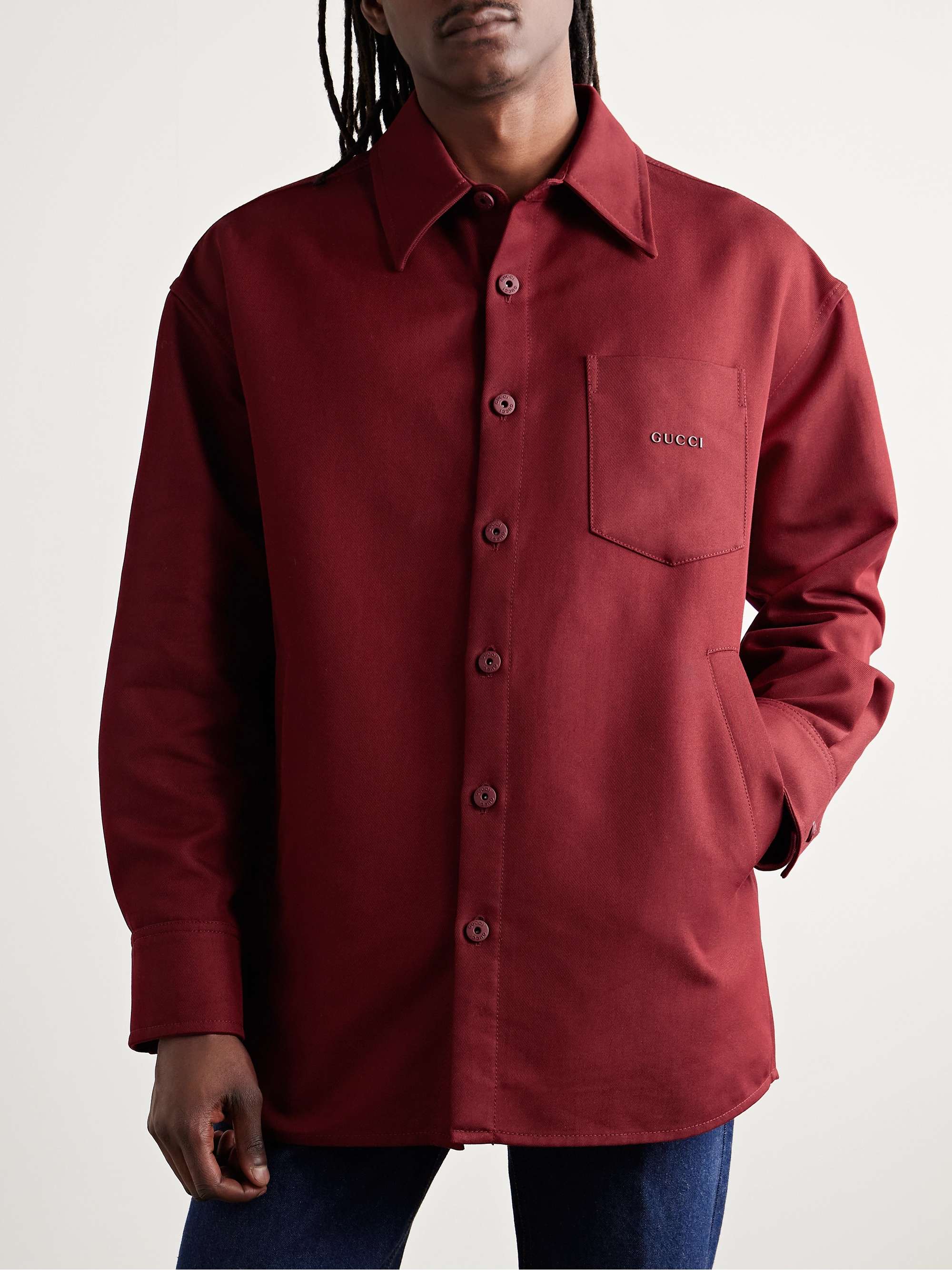 Logo-Embellished Cotton-Blend Gabardine Overshirt view