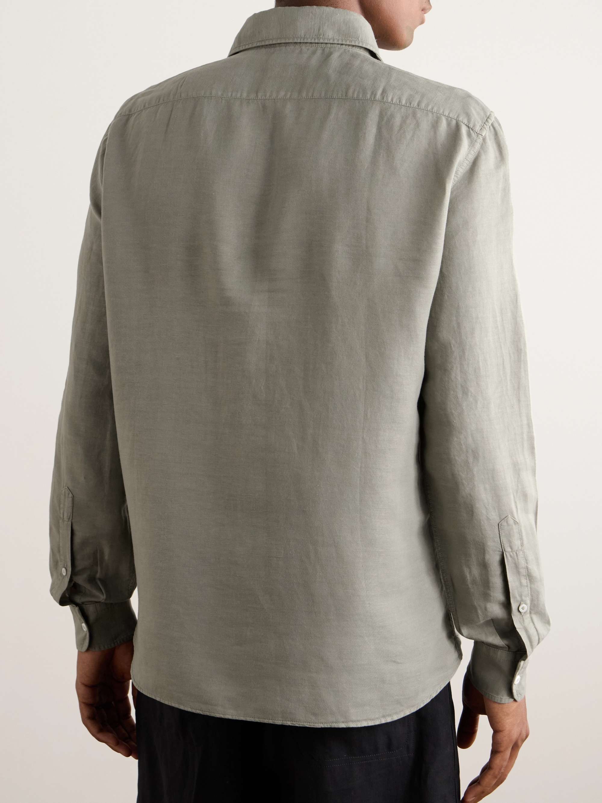 Cutaway-Collar Linen and Cotton-Blend Half-Placket Shirt view
