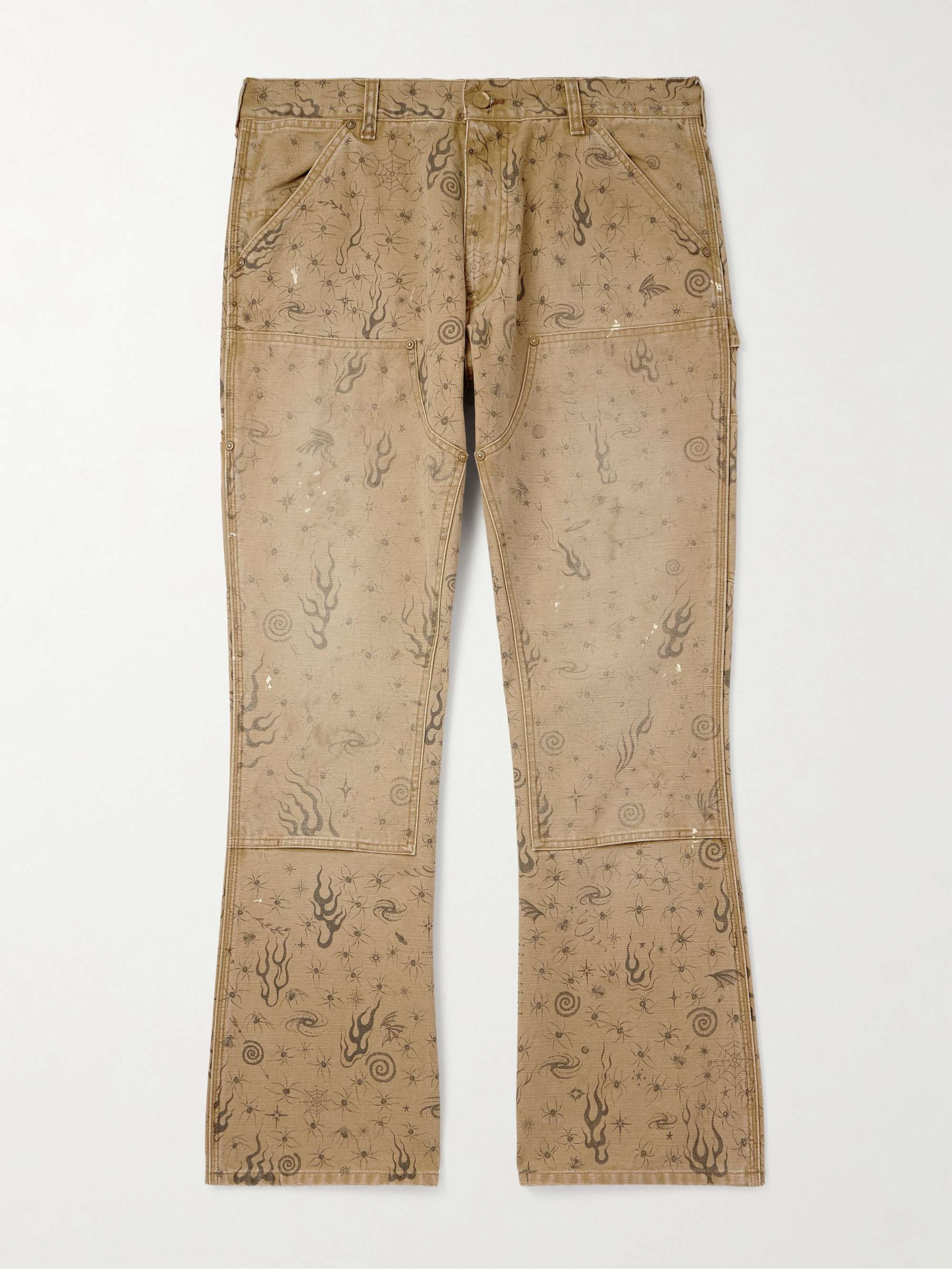 + Dr. Woo Bootcut Double-Knee Printed Cotton-Canvas Trousers hero visual