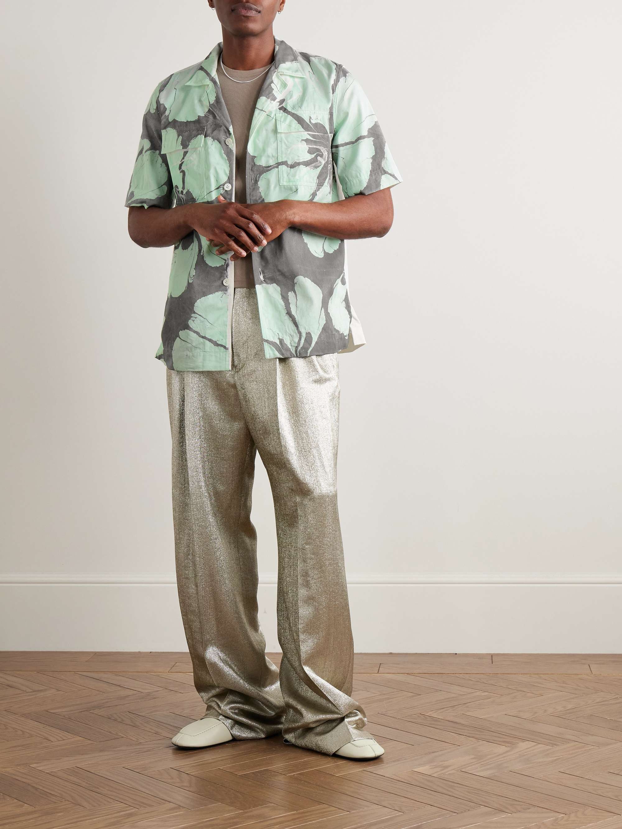 Camp-Collar Printed Cotton-Twill Shirt view