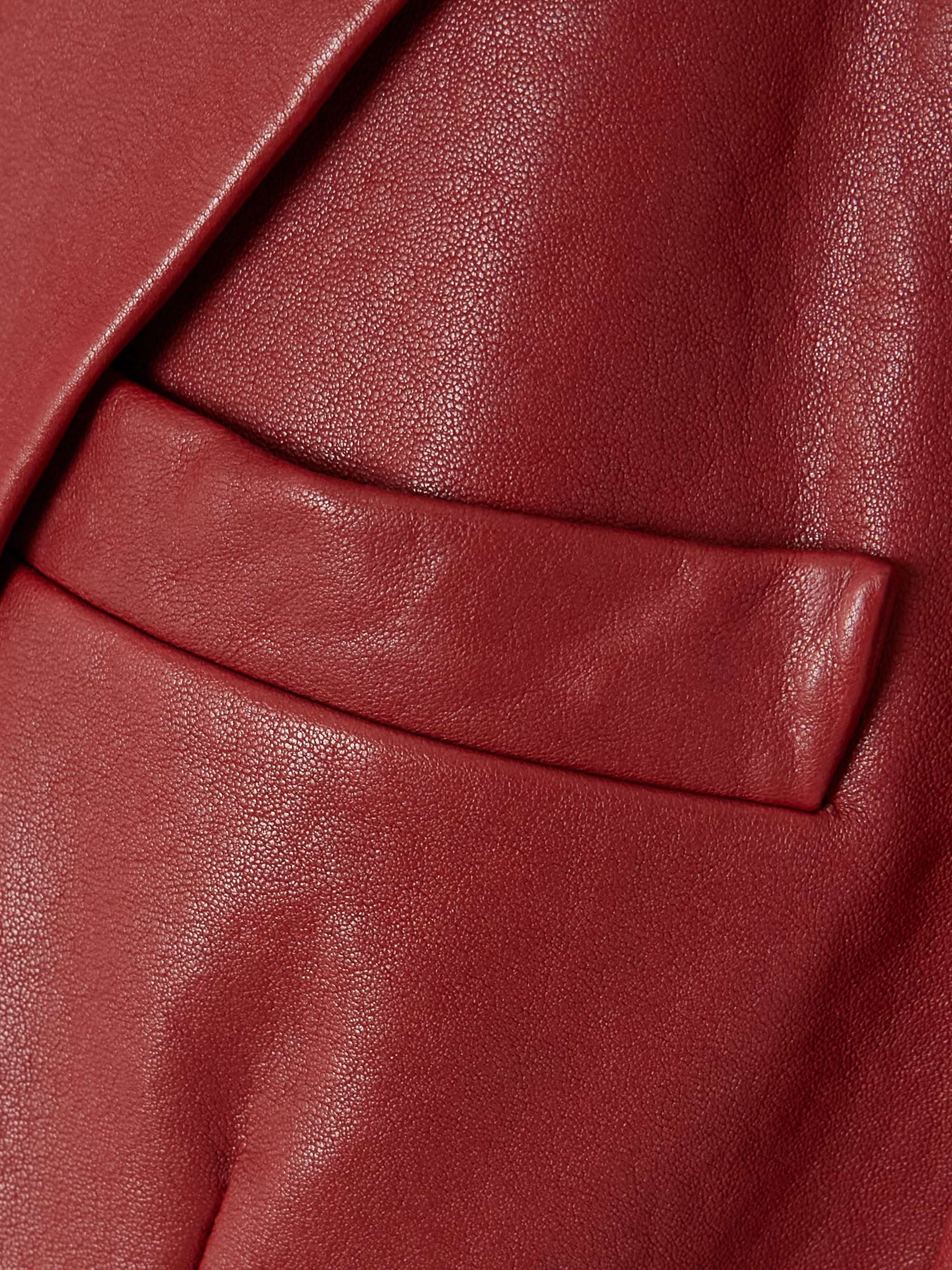 Paneled textured-leather blazer view