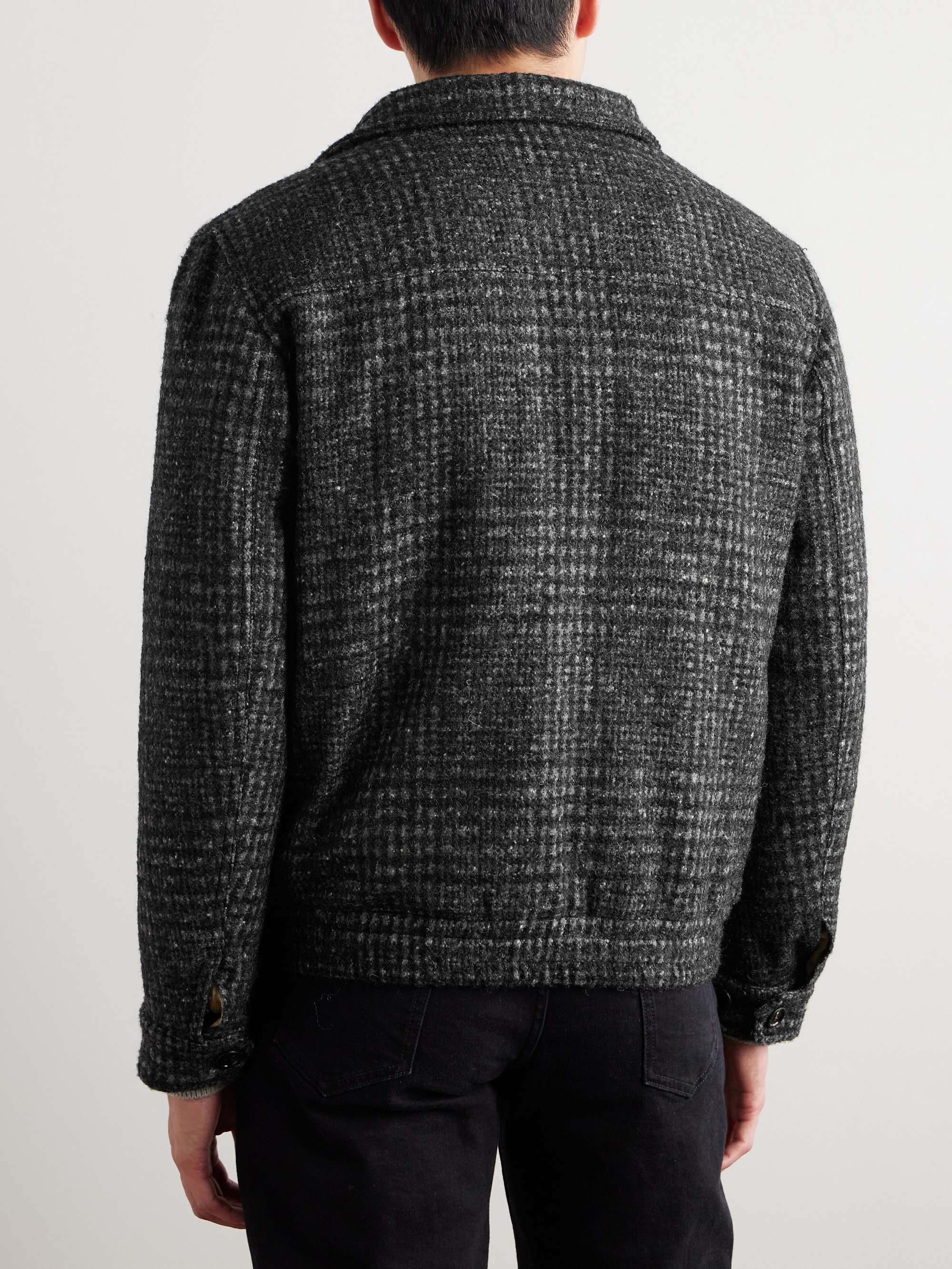 Prince of Wales Checked Virgin Wool-Blend Bomber Jacket view