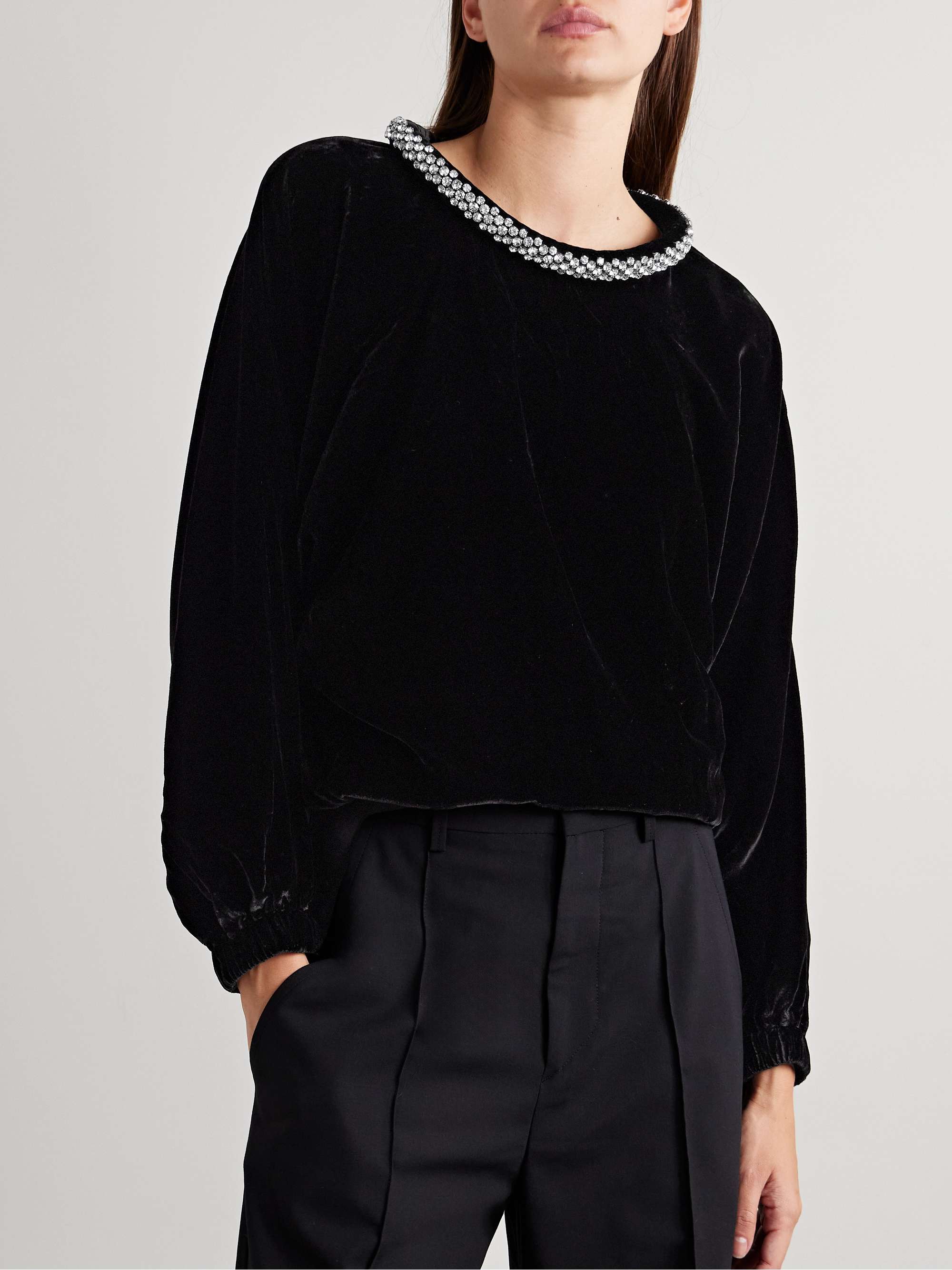 Bertina crystal-embellished velvet top view