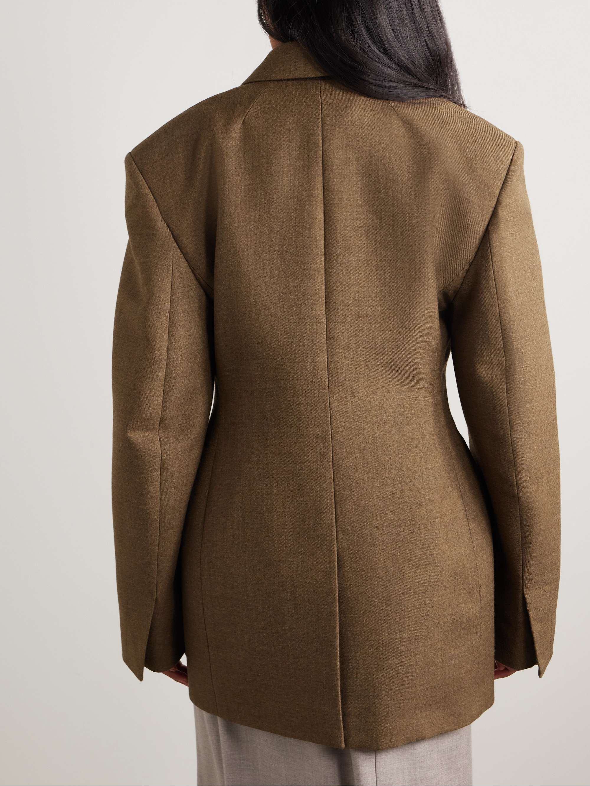 Oversized double-breasted wool-twill blazer view